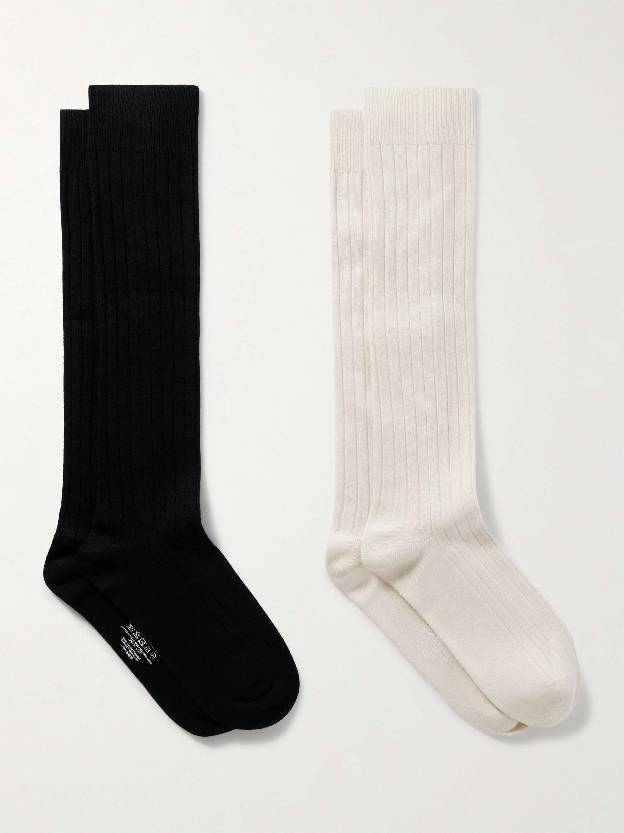 Antwerp set of two ribbed silk and cashmere-blend socks view