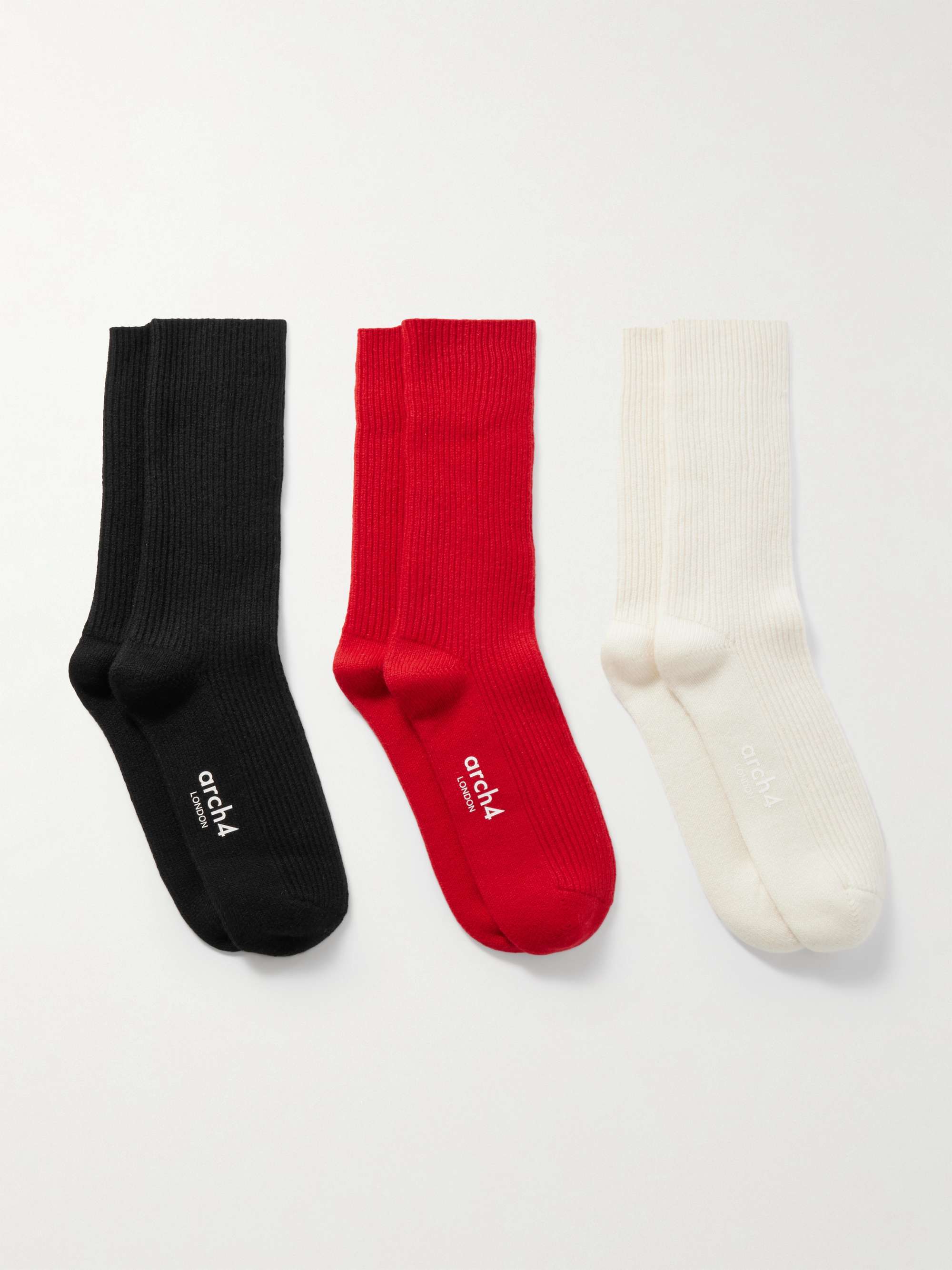 Lucia set of three ribbed cashmere socks view