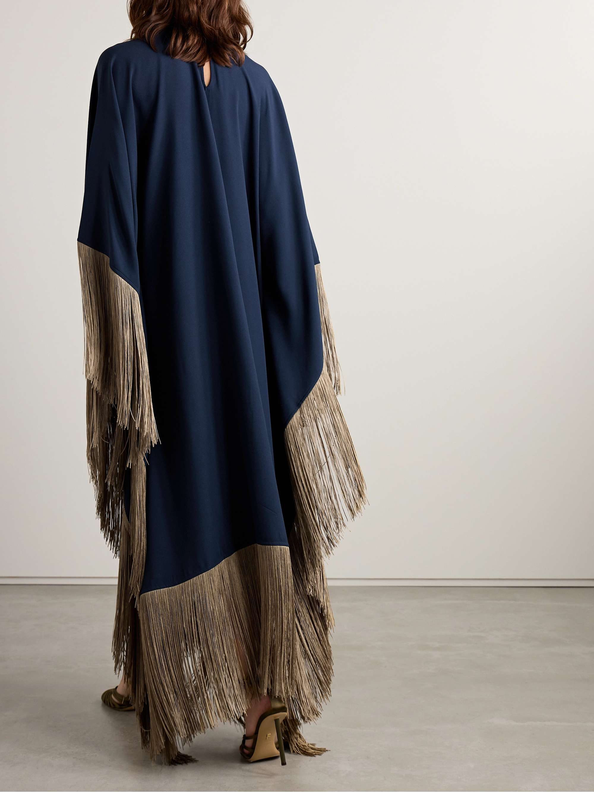 Mrs. Ross fringed crepe kaftan view