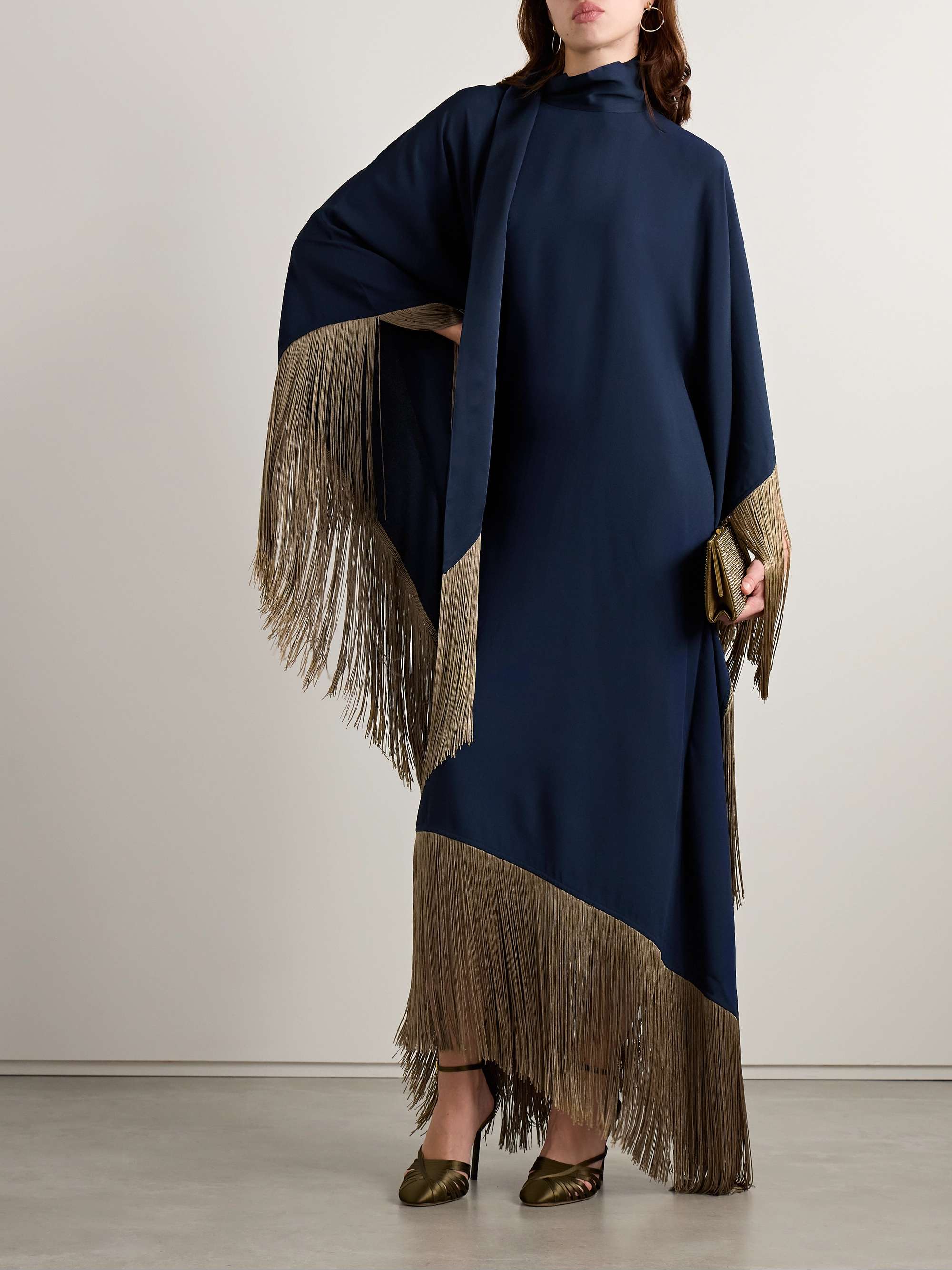 Mrs. Ross fringed crepe kaftan view
