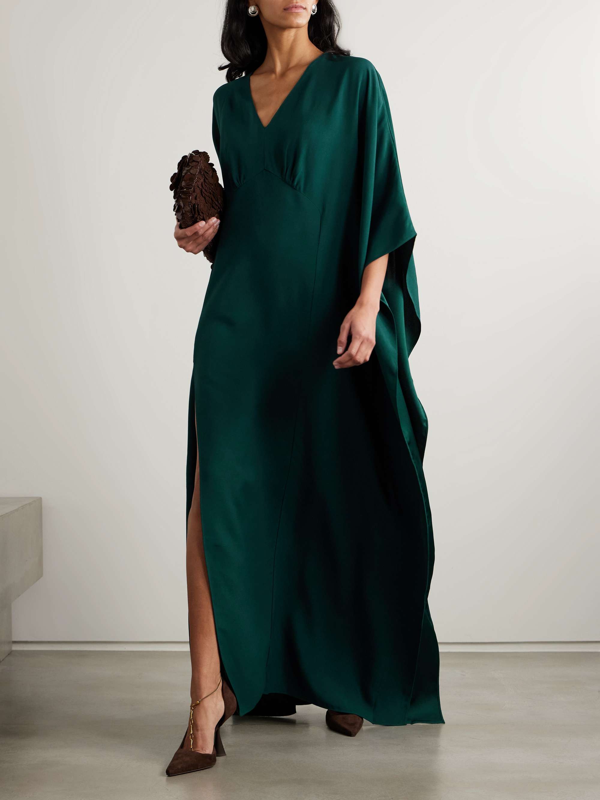 Obsession satin-trimmed crepe gown view
