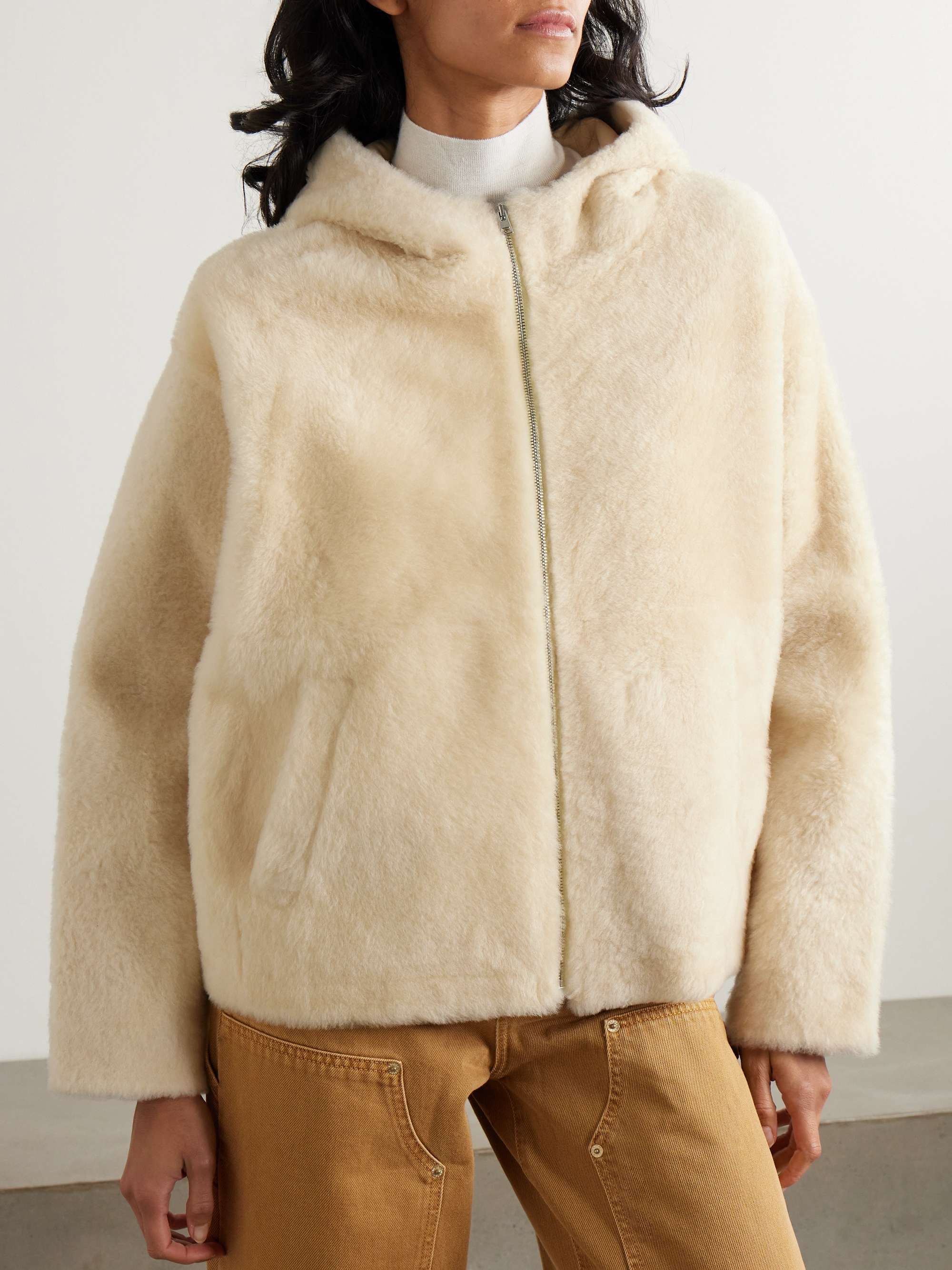 Hooded shearling jacket view
