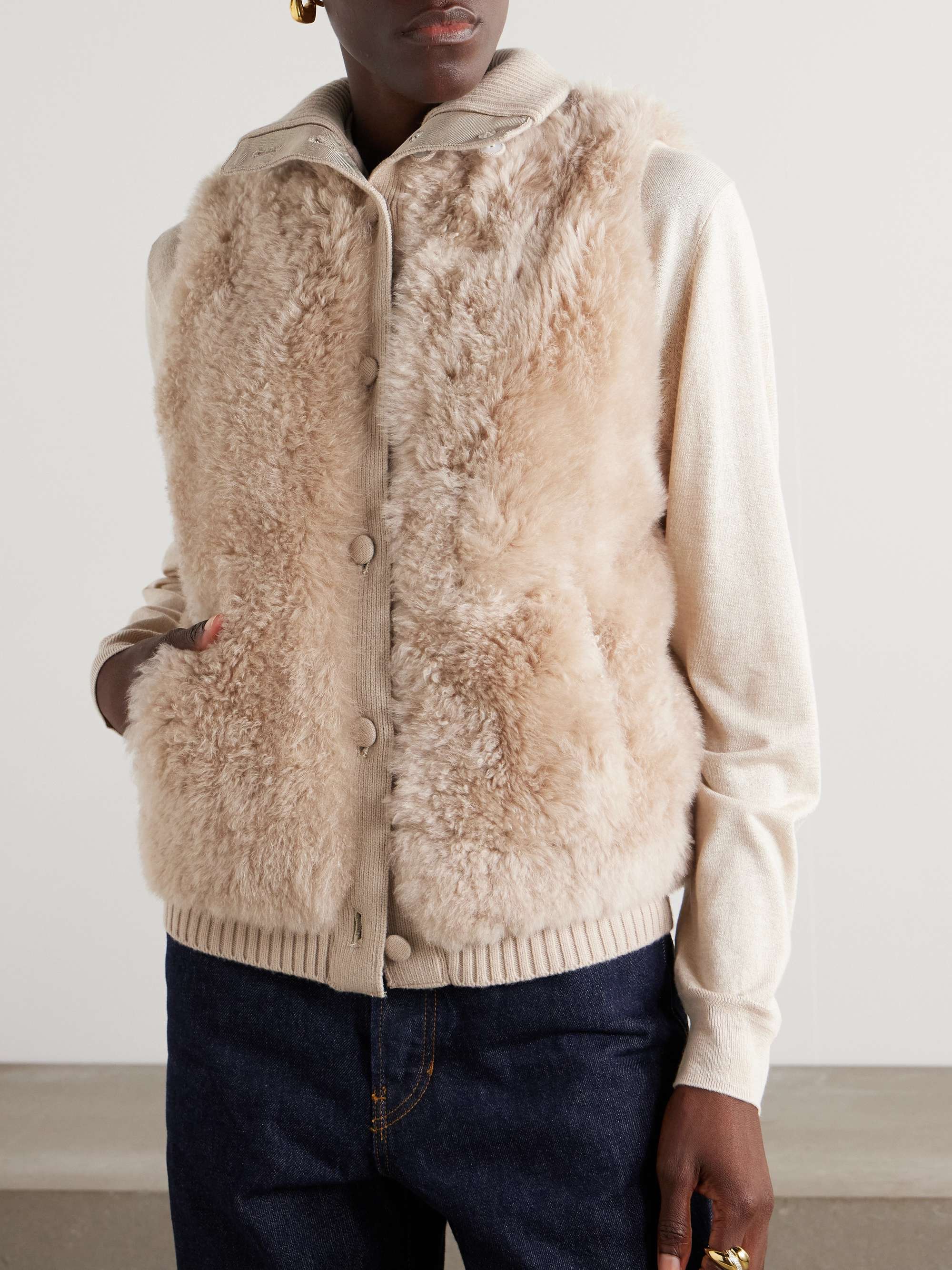 Wool-trimmed shearling vest view