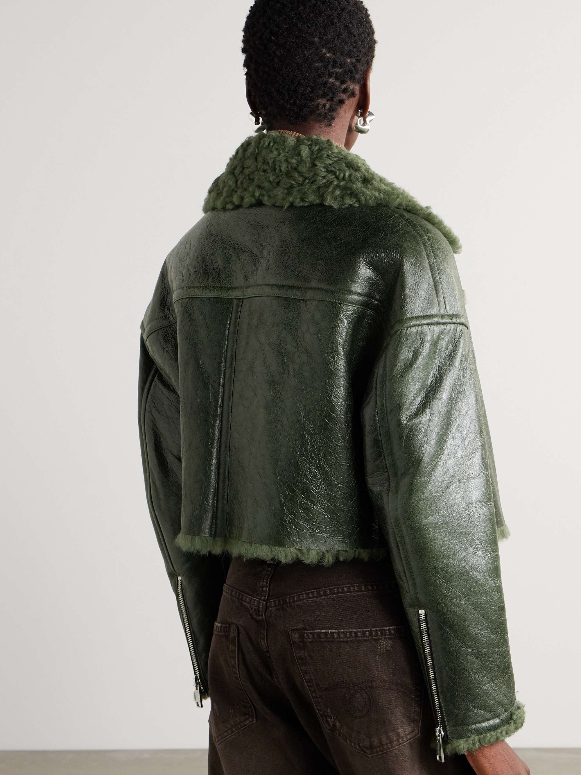 Cropped shearling jacket view