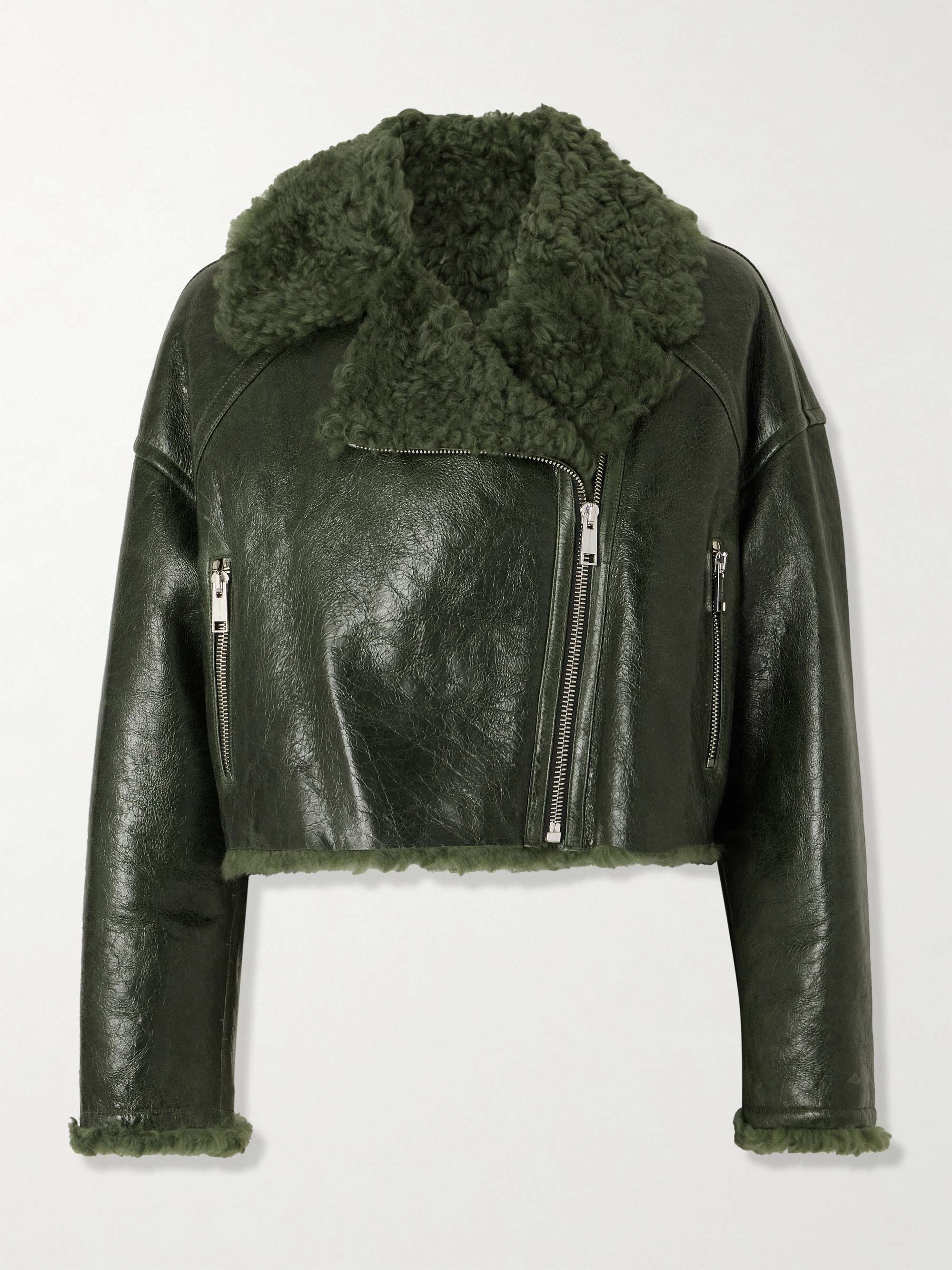 Cropped shearling jacket view