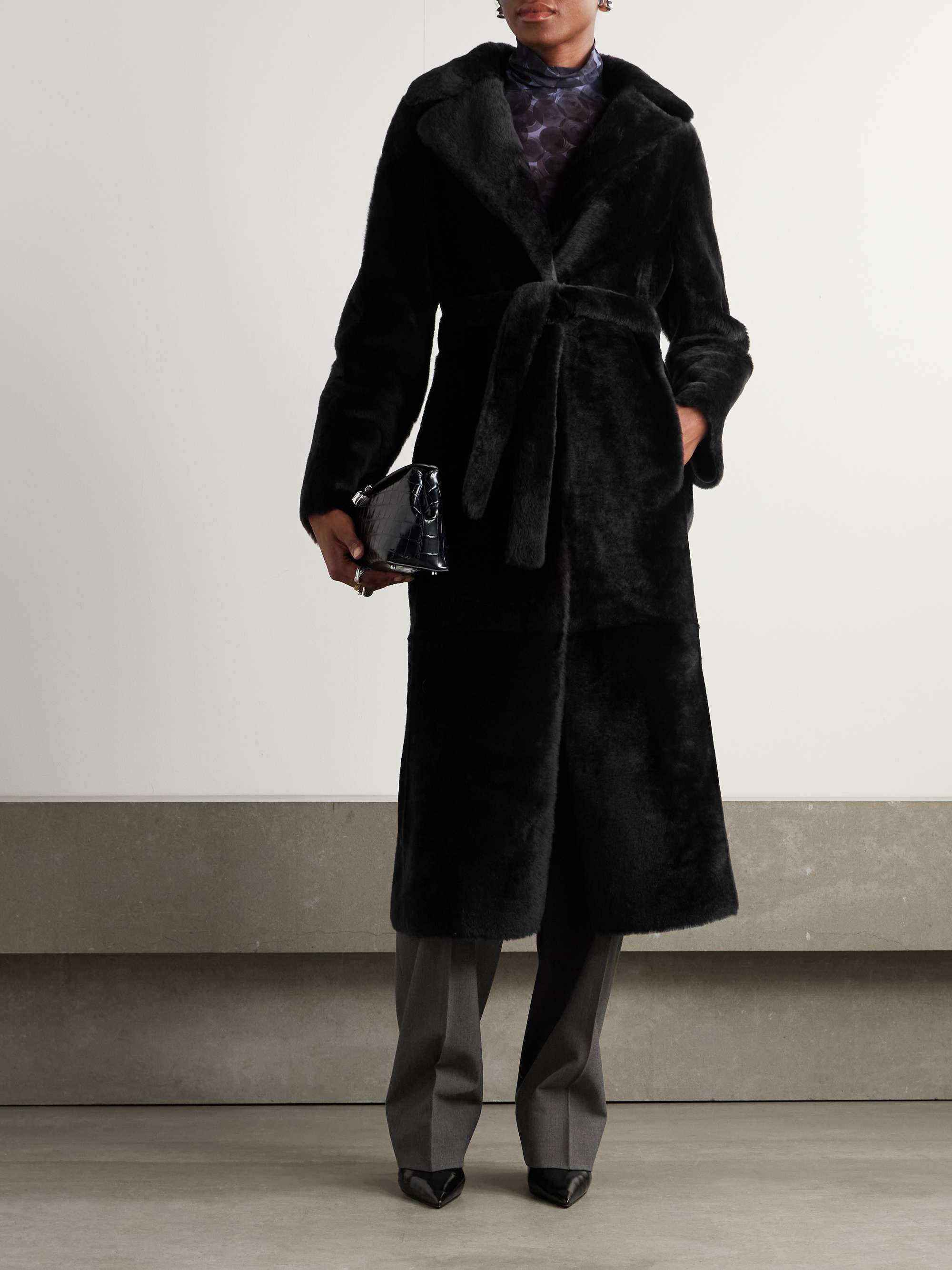 Reversible shearling coat view