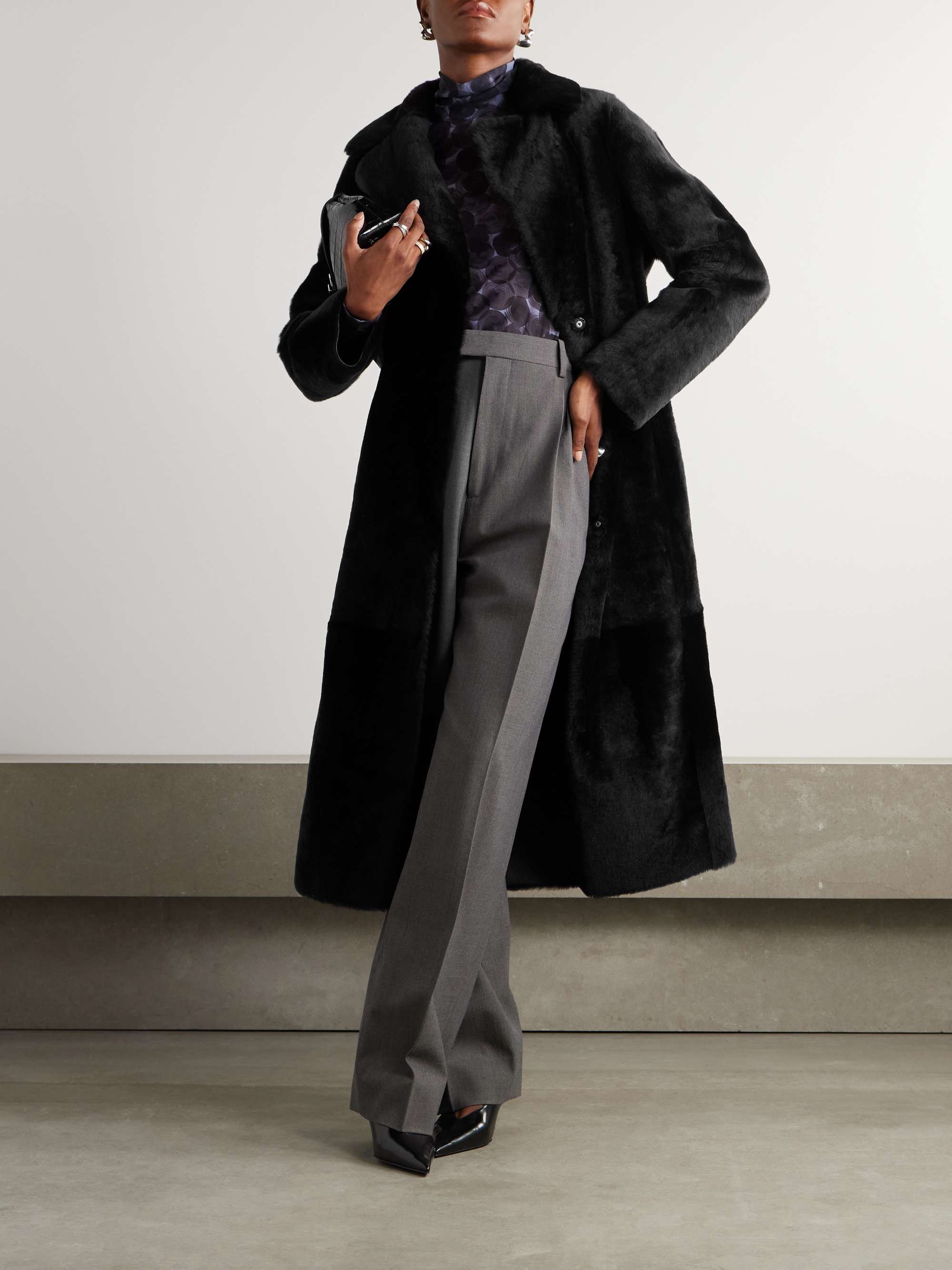 Reversible shearling coat view