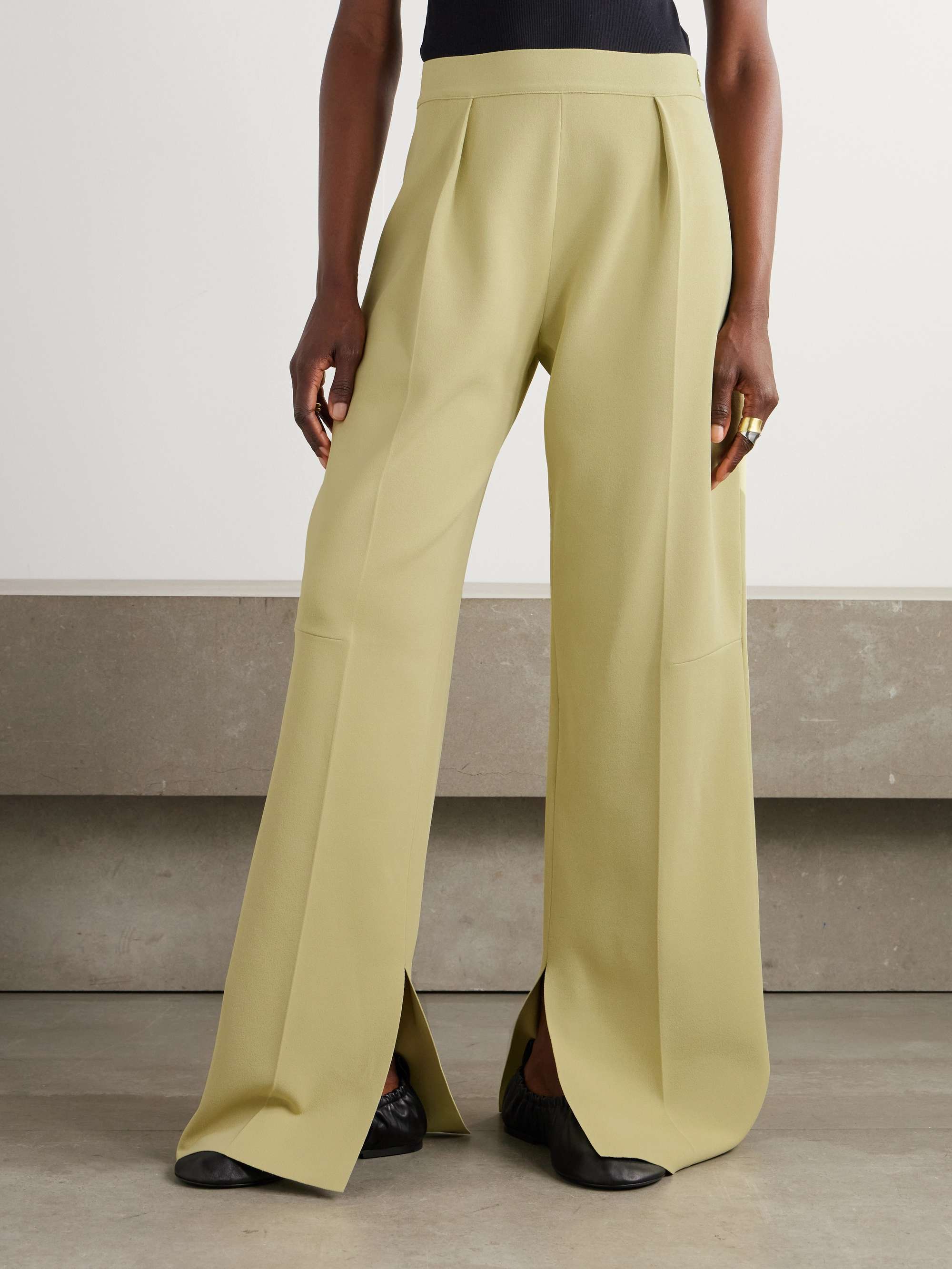 Pleated knitted straight-leg pants view