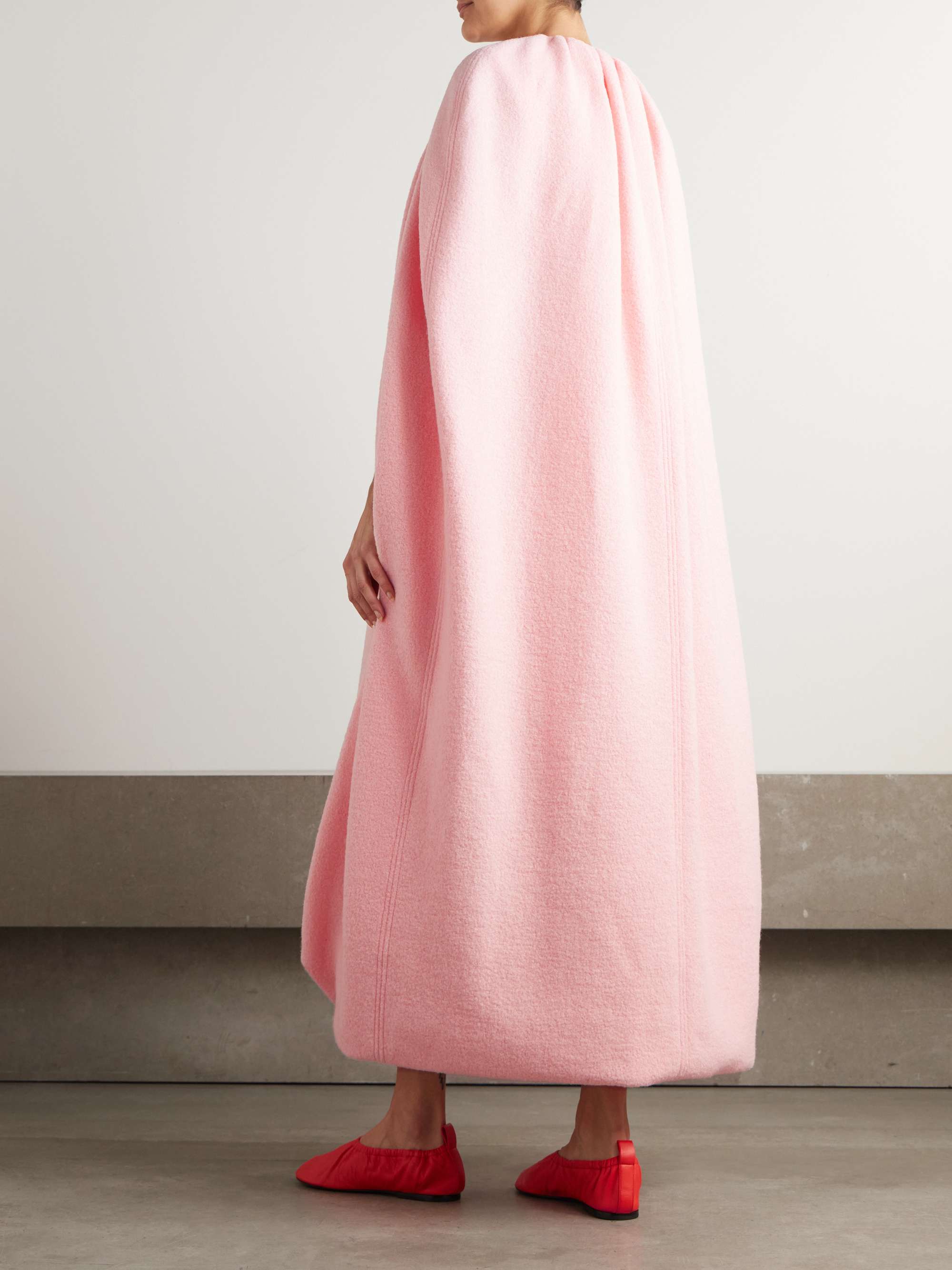 Cape-effect draped wool-blend coat view
