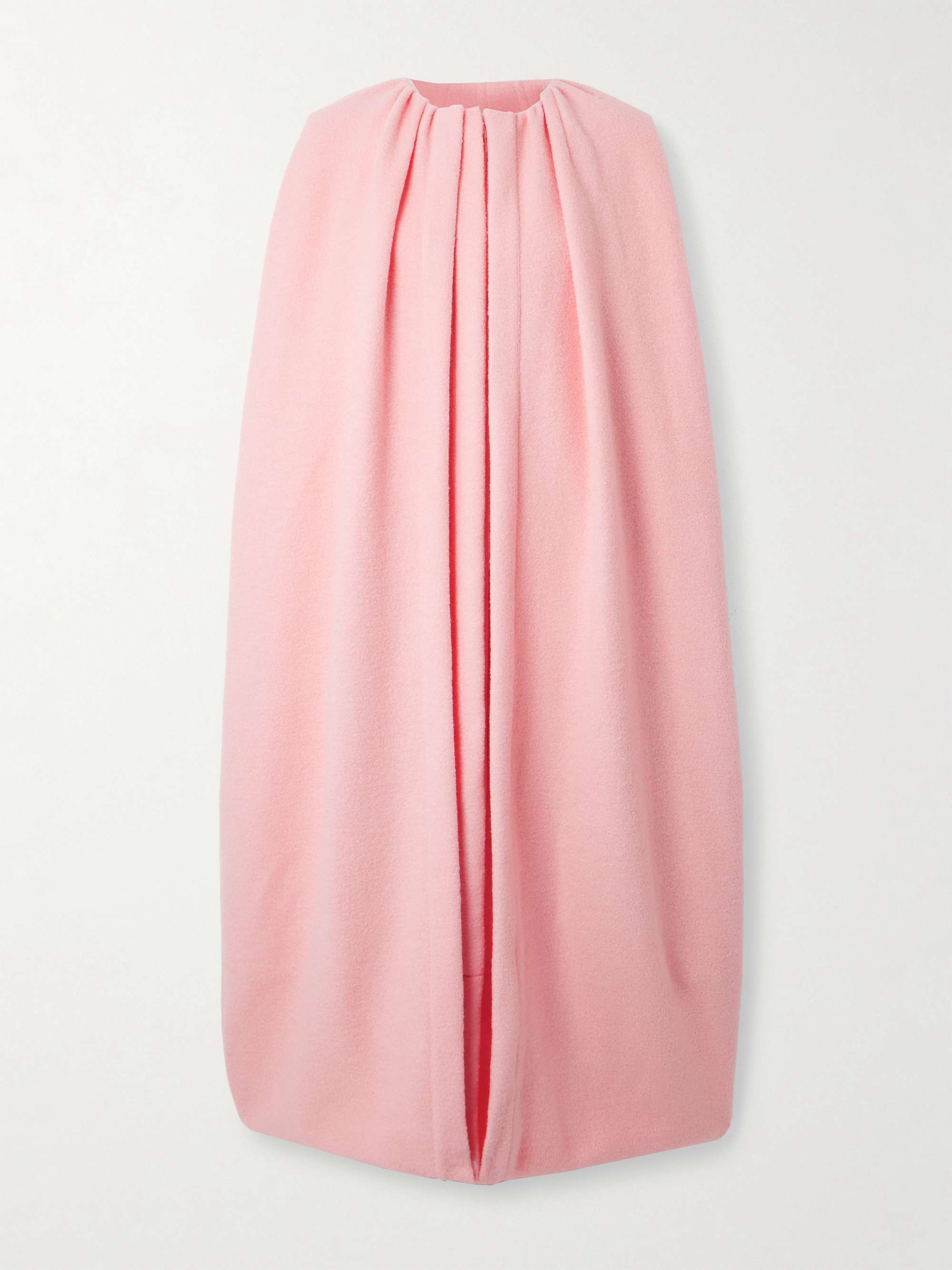 Cape-effect draped wool-blend coat view