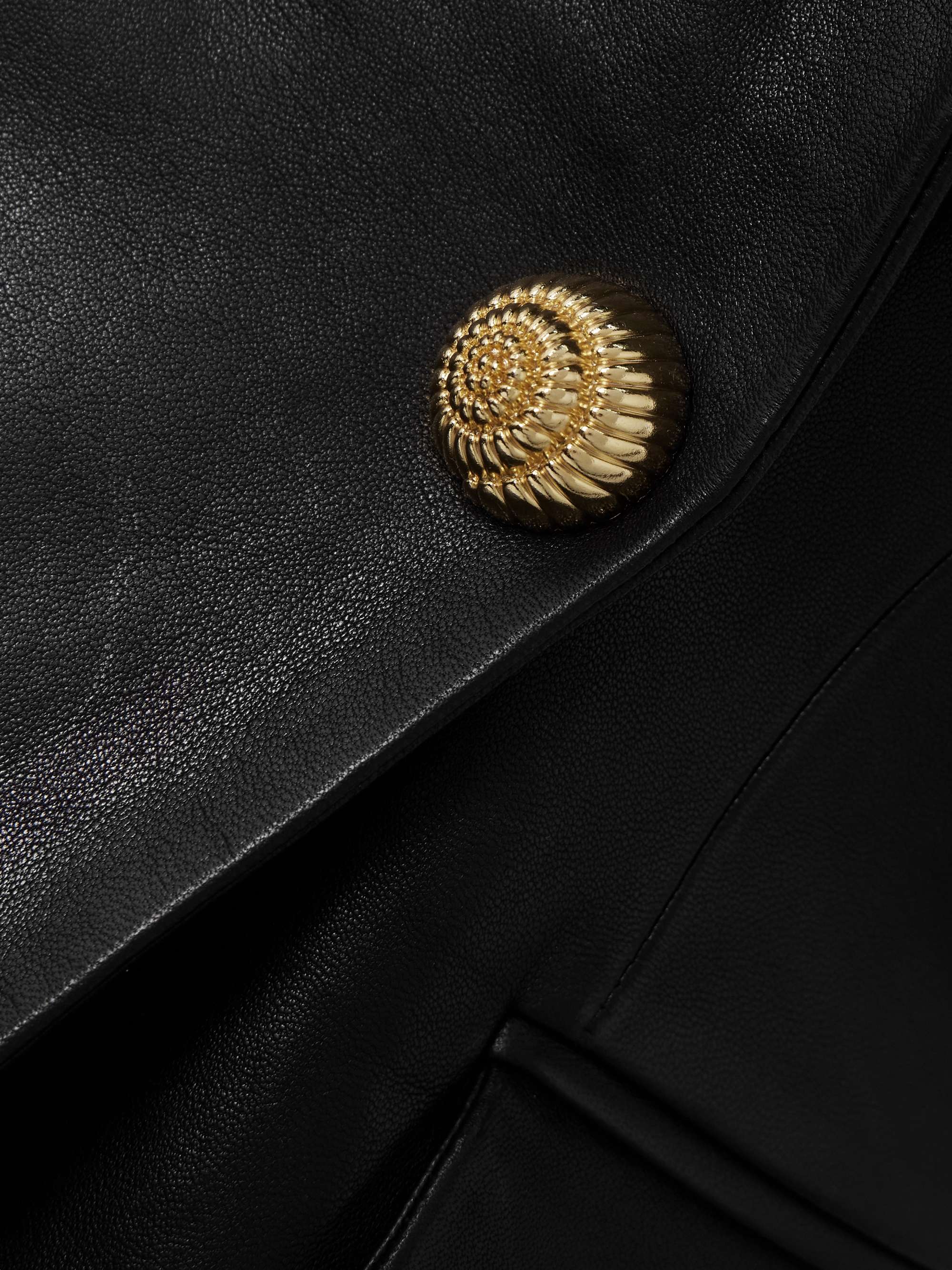Button-embellished leather halterneck mini dress view
