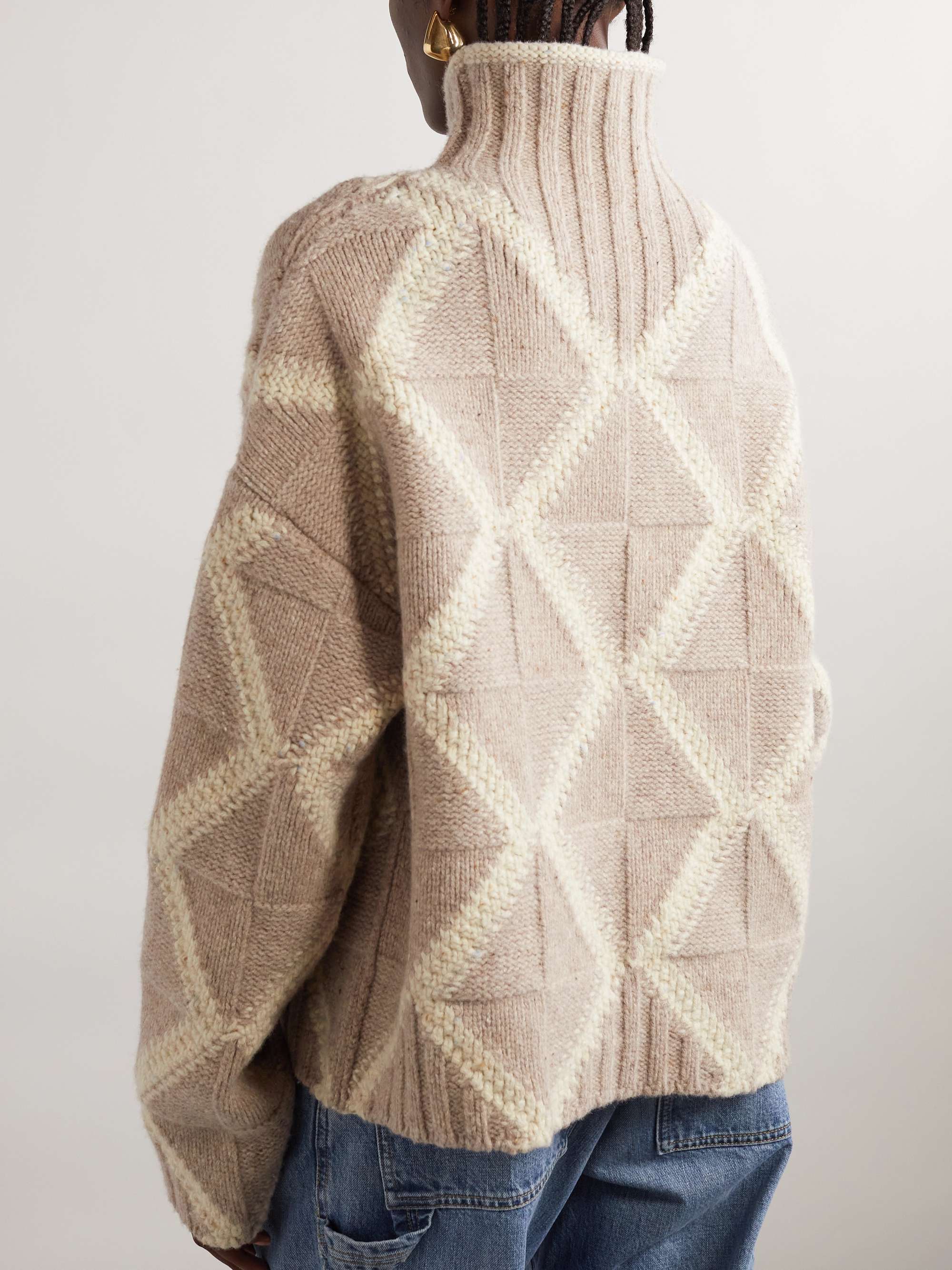 Argyle intarsia-knit wool turtleneck sweater view