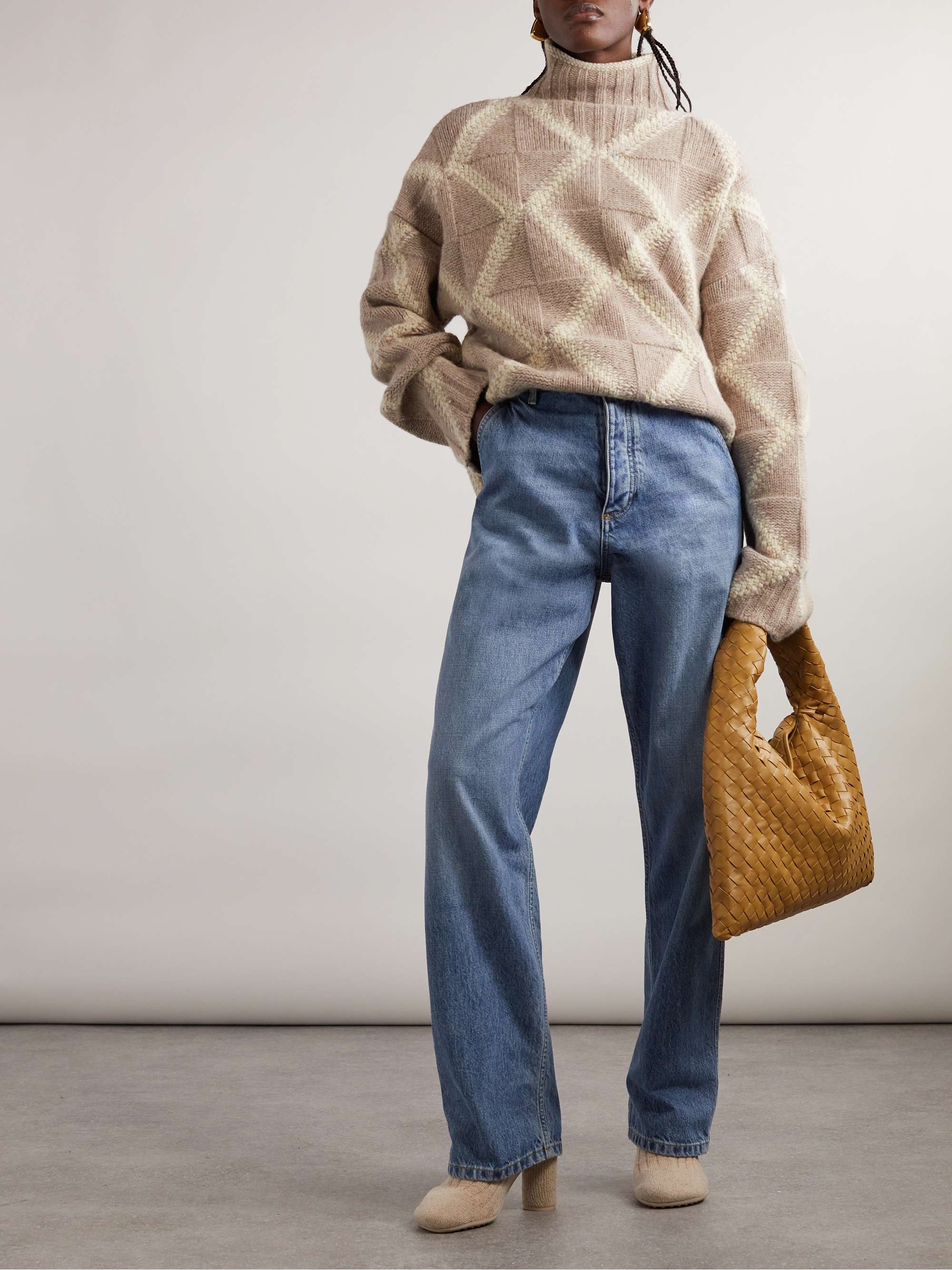 Argyle intarsia-knit wool turtleneck sweater view