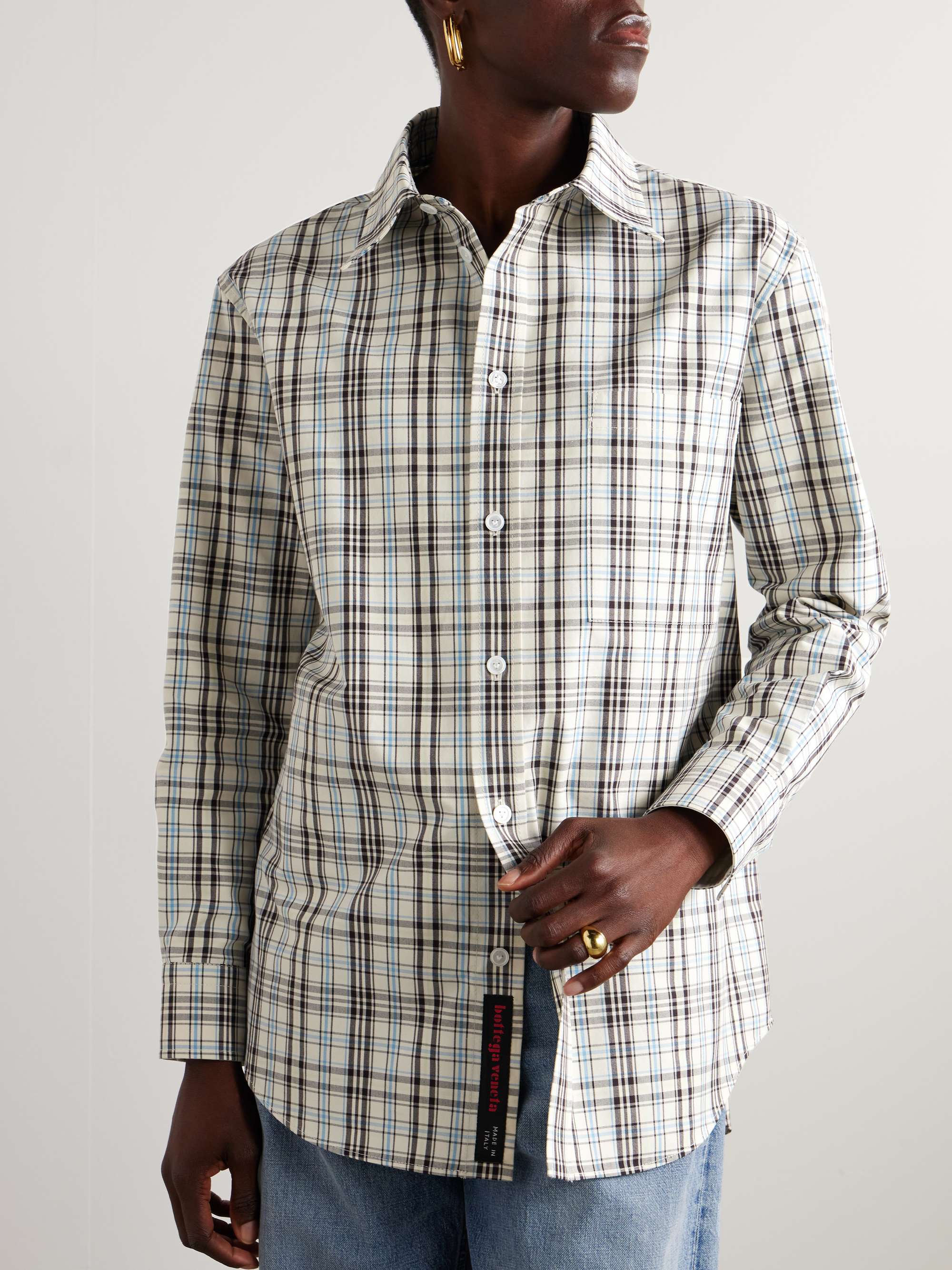 Oversized checked cotton shirt view