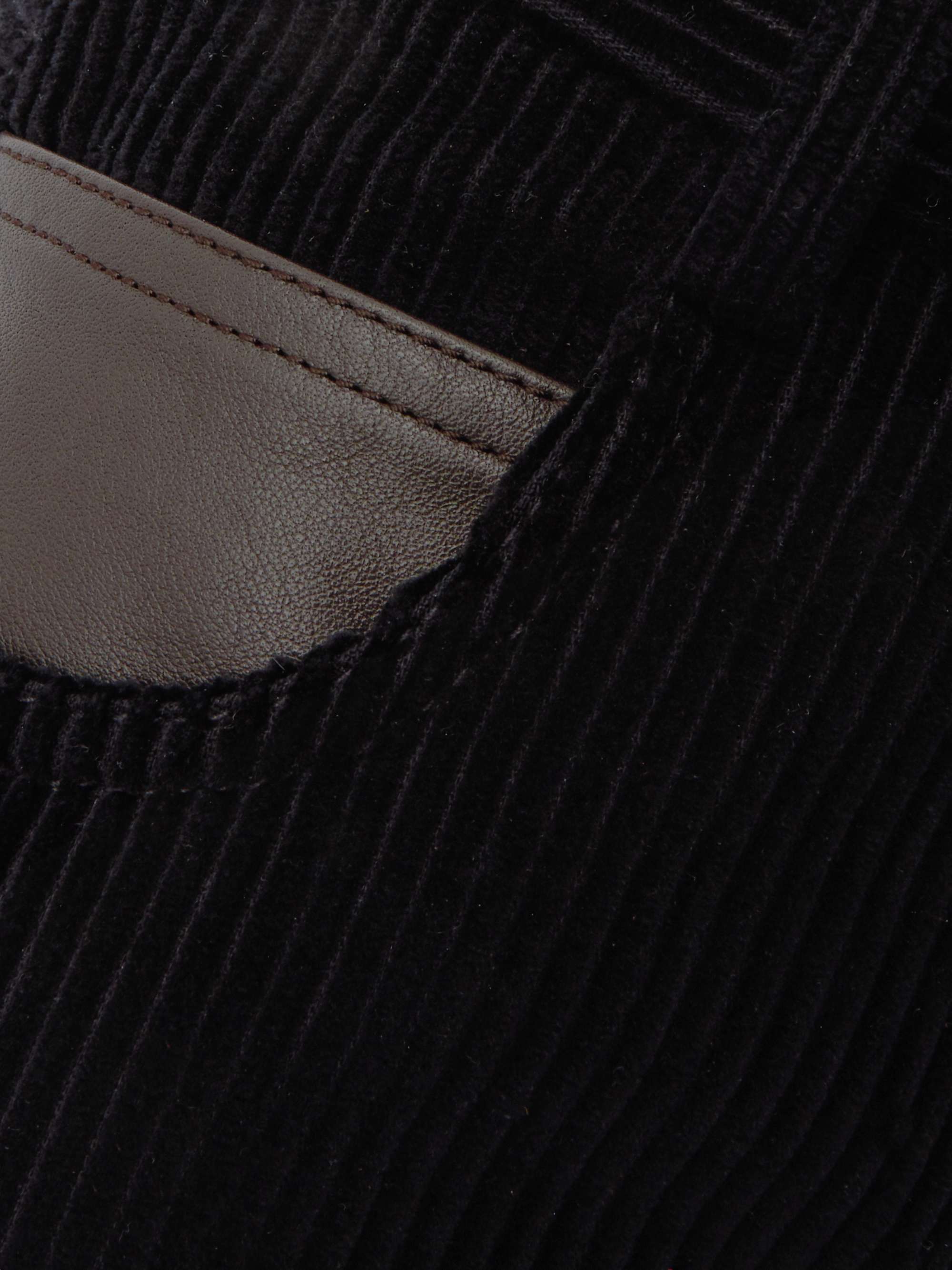 Leather-trimmed cotton-corduroy straight-leg pants view