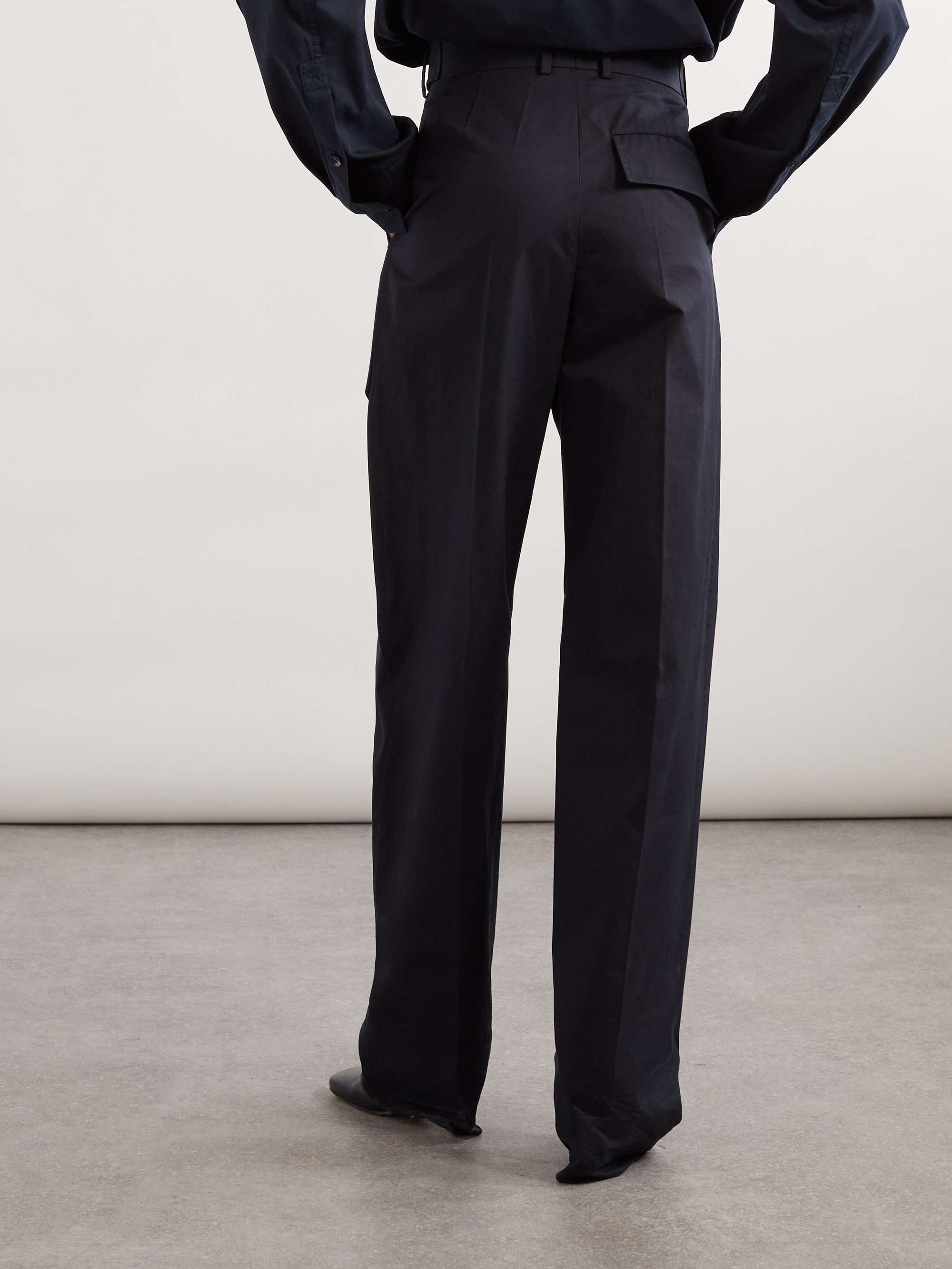 Pleated cotton-twill wide-leg pants view