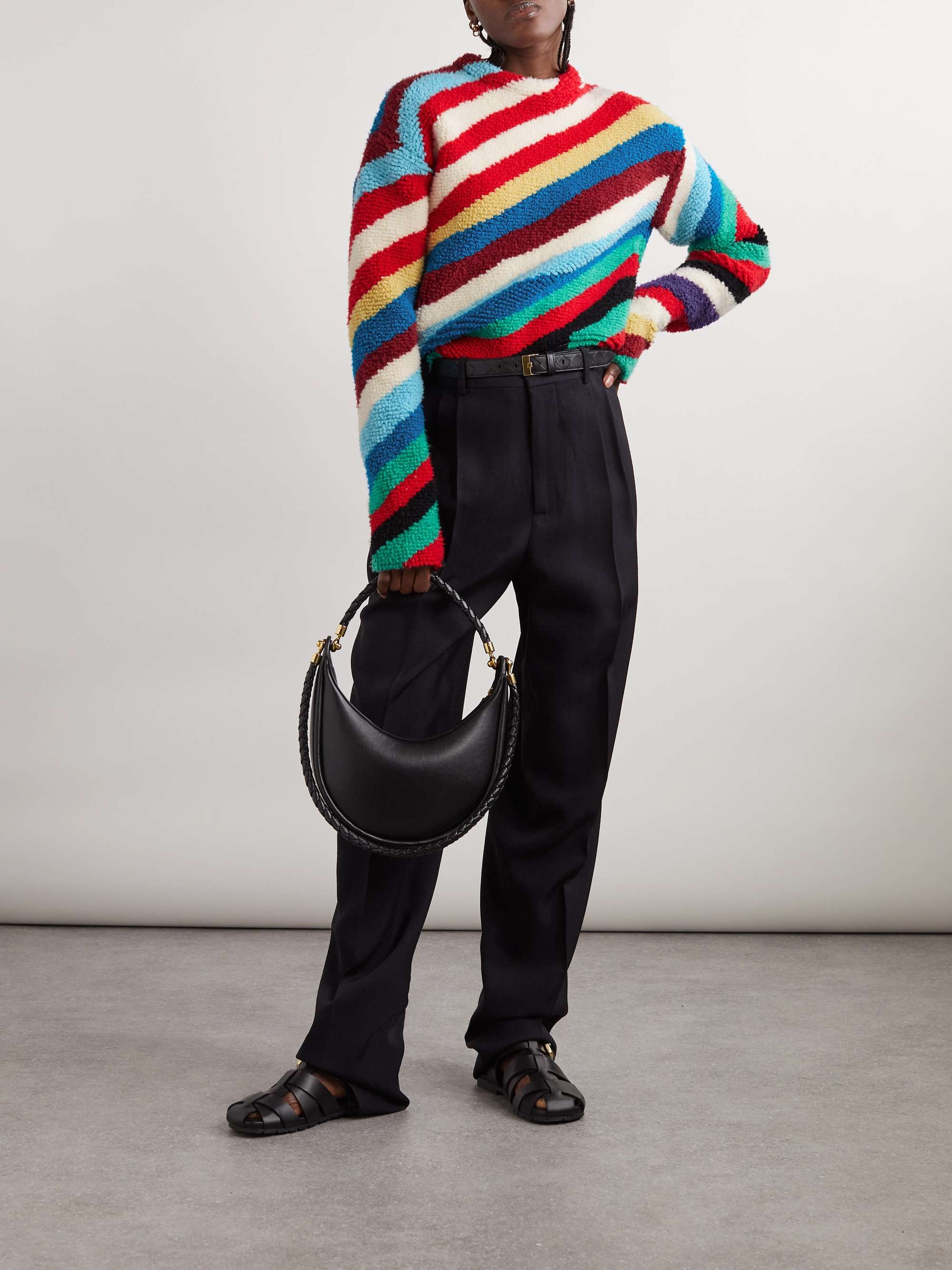 Striped knitted wool sweater view