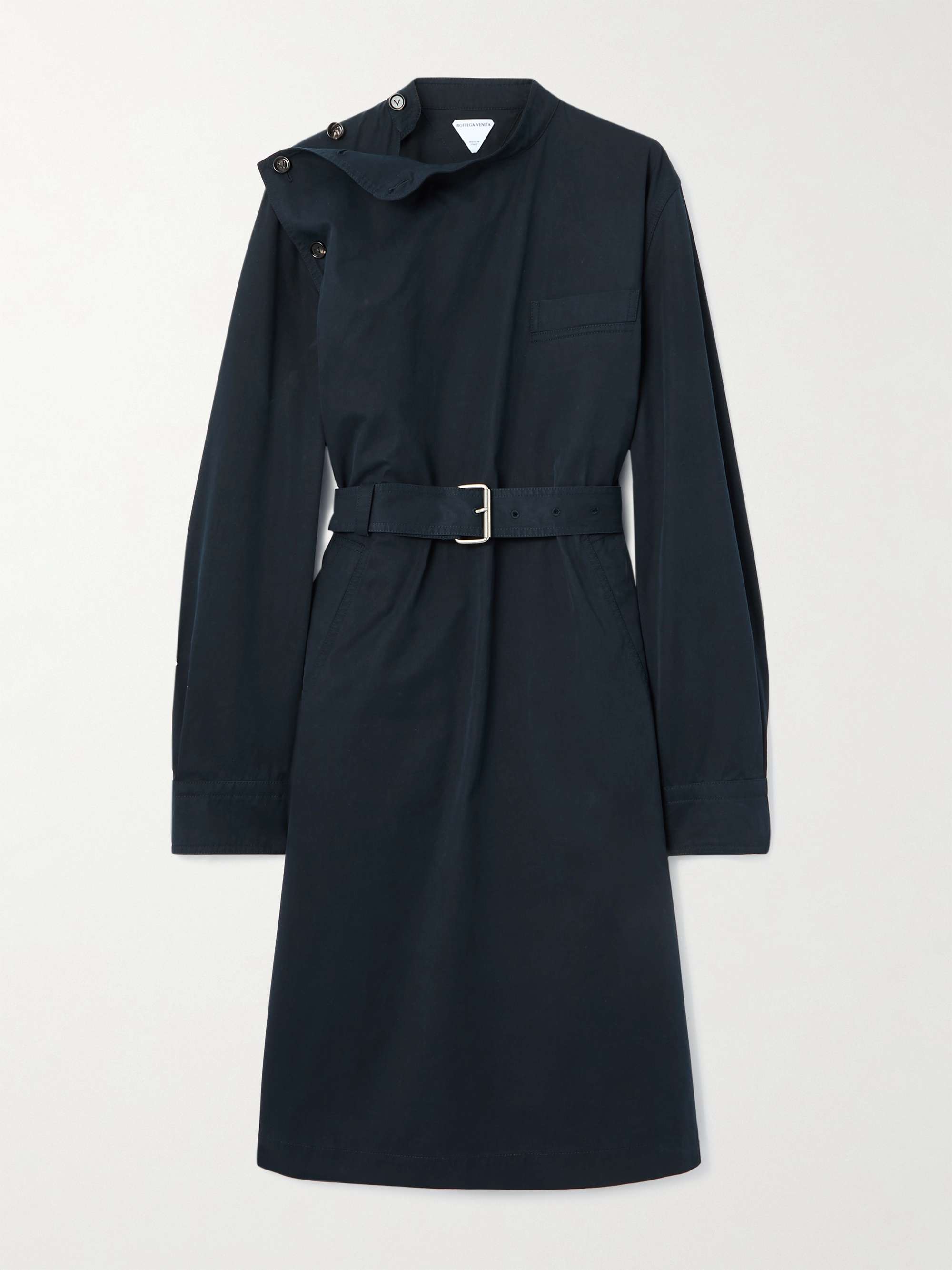 Belted cotton-twill midi dress view