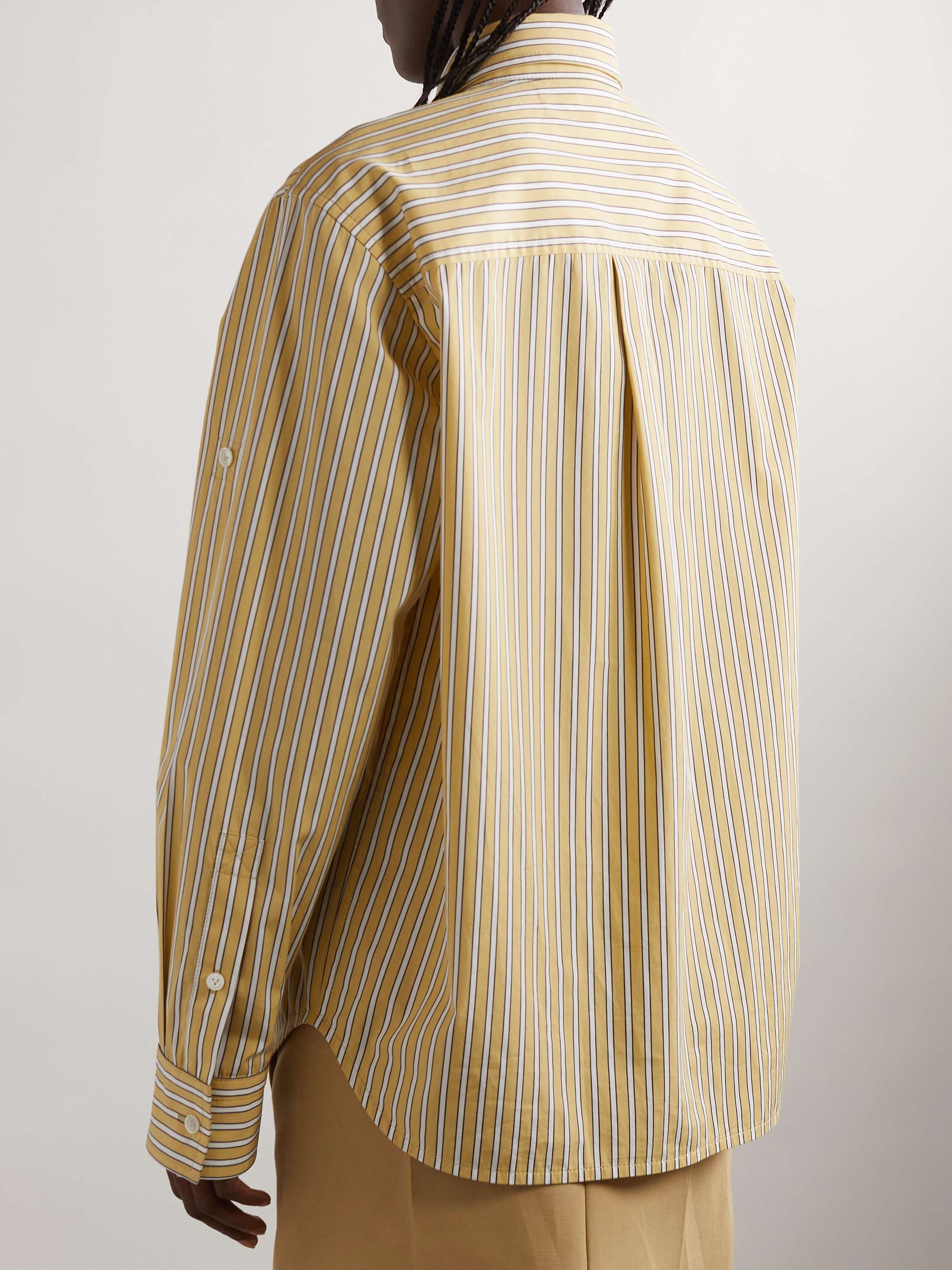 Asymmetric striped cotton-poplin shirt view