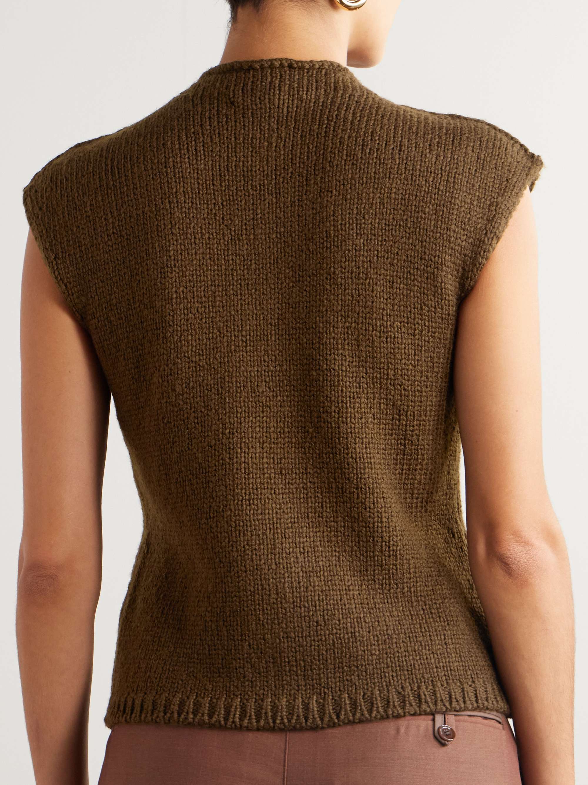 Cable-knit wool-blend vest view