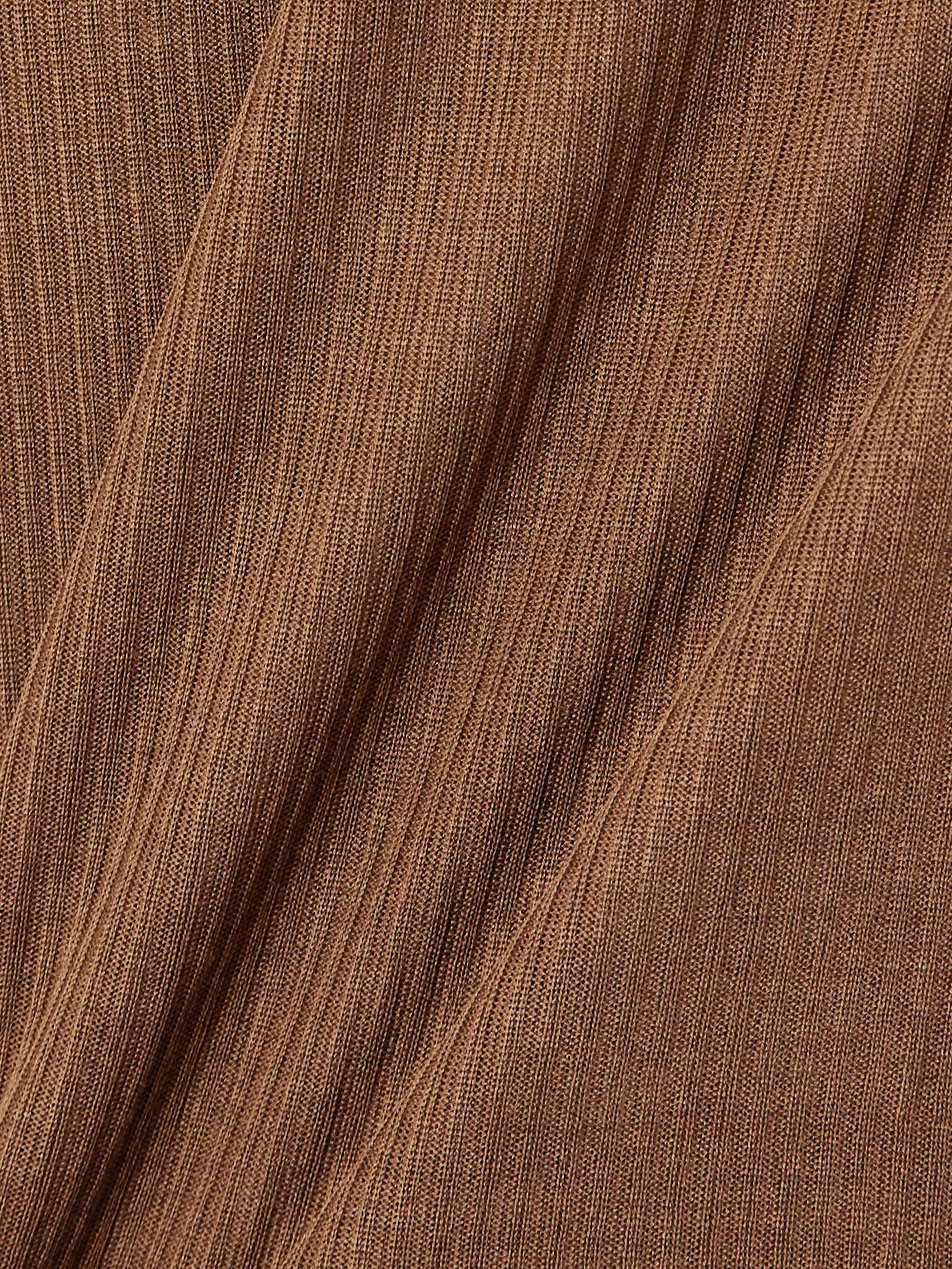 Seamless ribbed-knit turtleneck top view