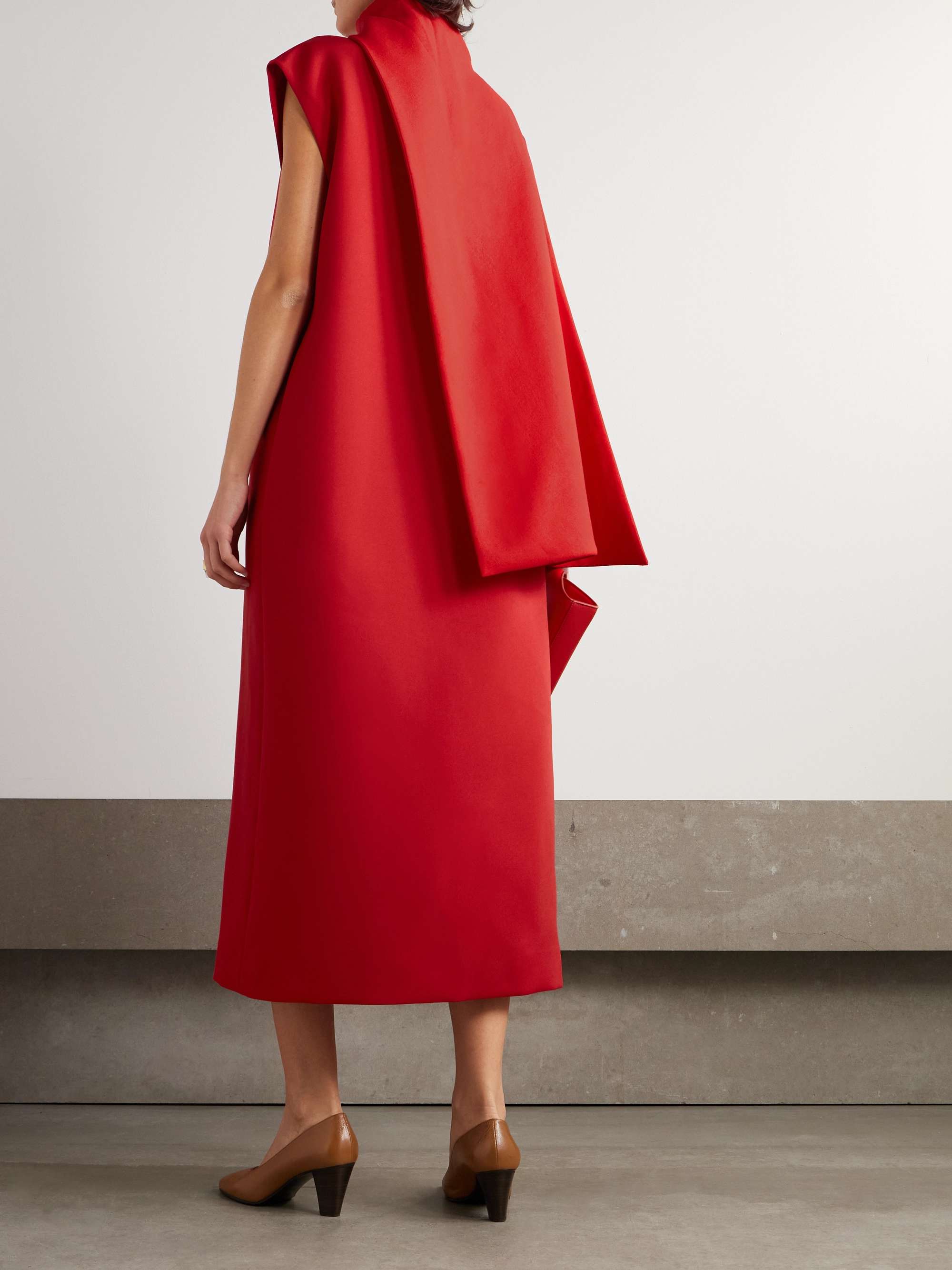 Scarf-detailed crepe midi dress view
