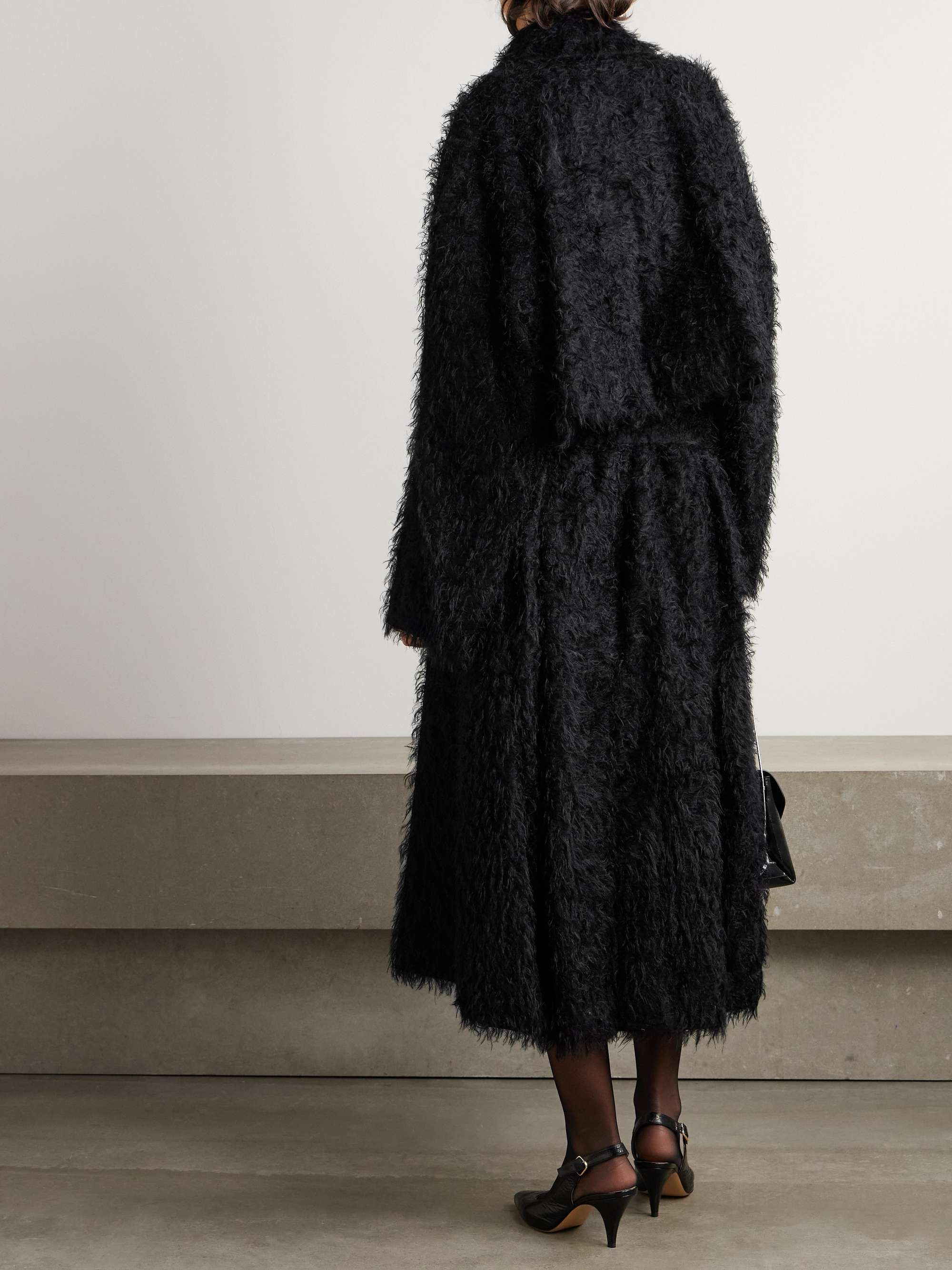 Belted faux-shearling coat view