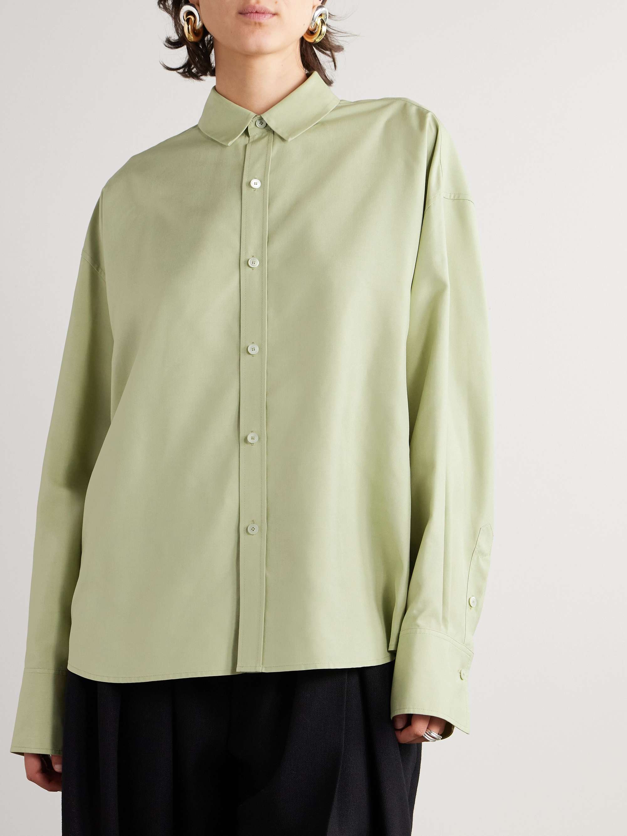Scarf-detailed silk shirt view