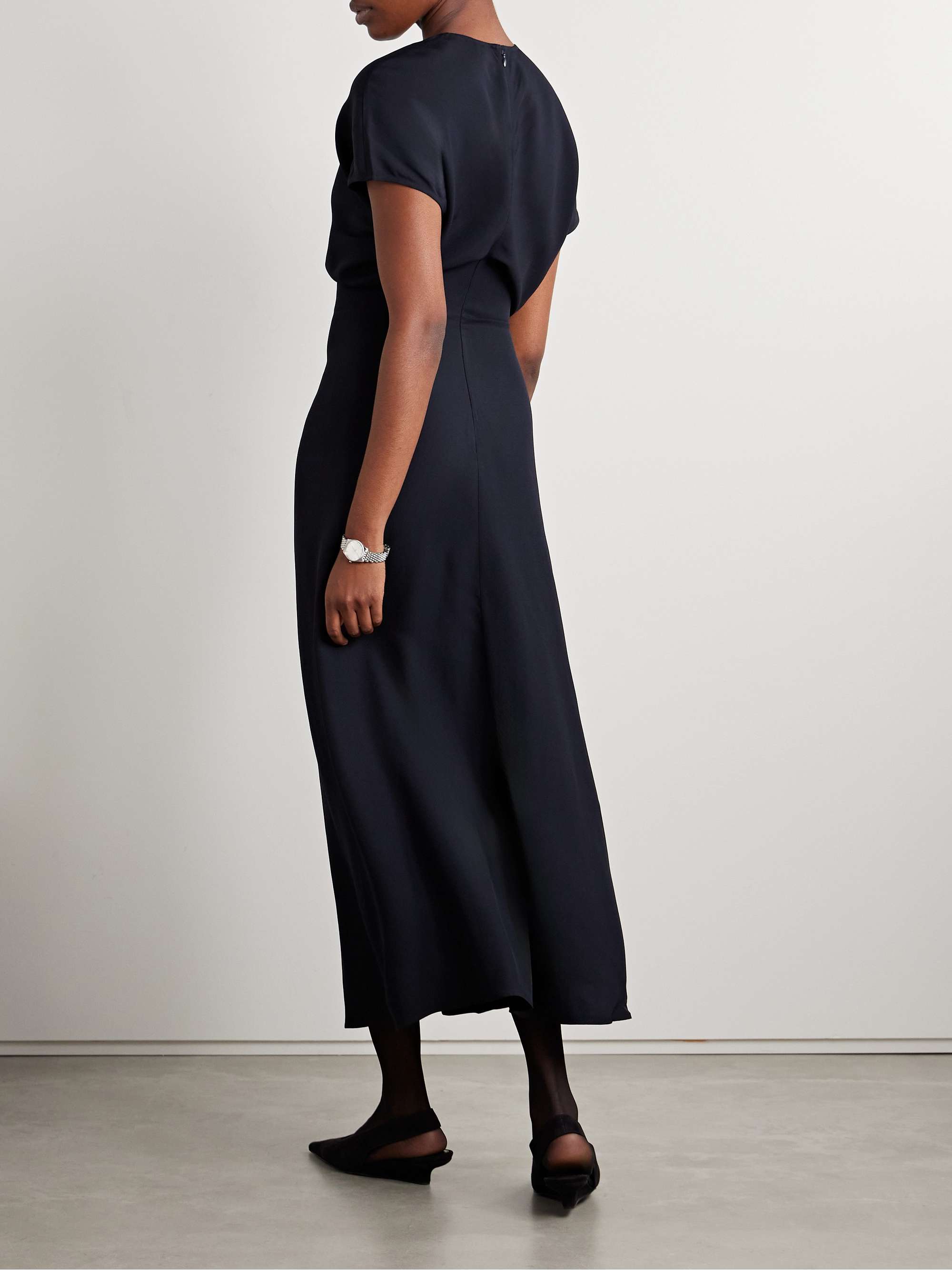 Draped crepe maxi dress view