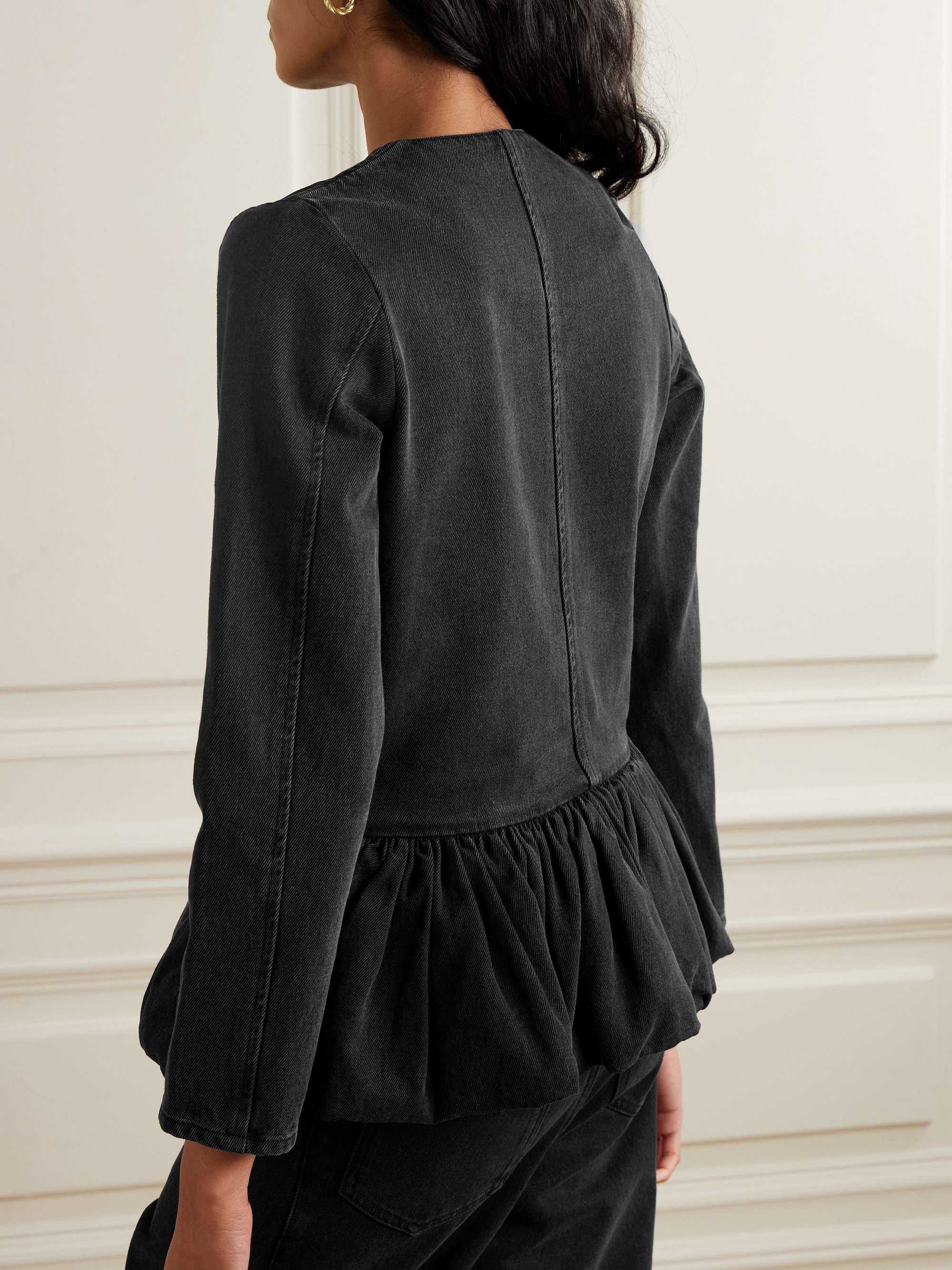 Denim peplum jacket view