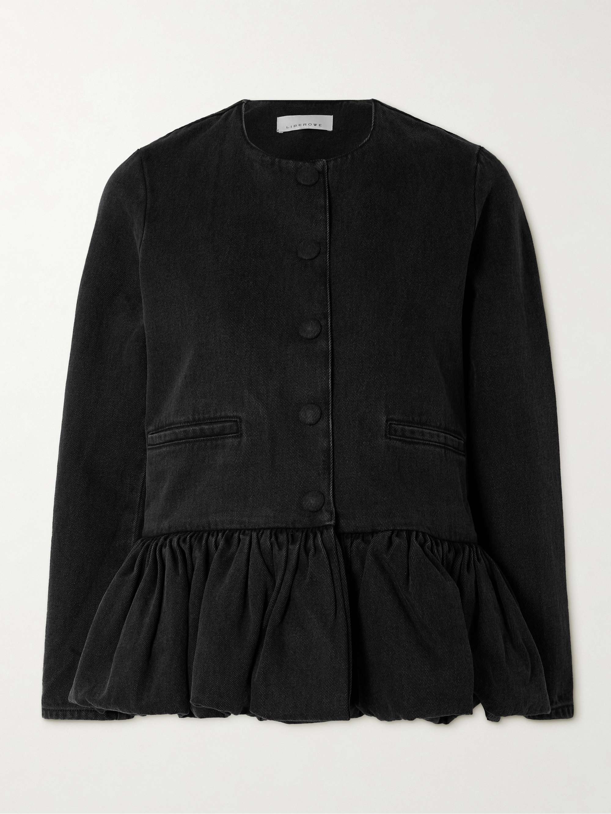 Denim peplum jacket view