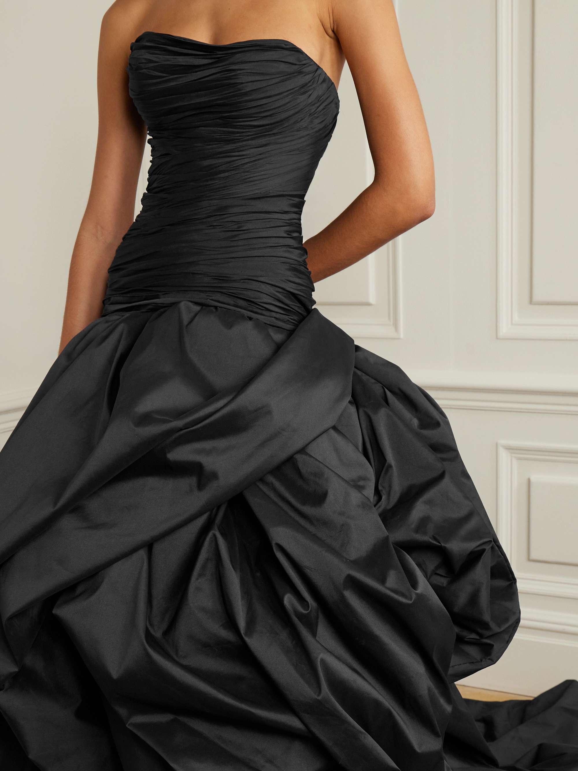 Strapless plissé-taffeta gown view