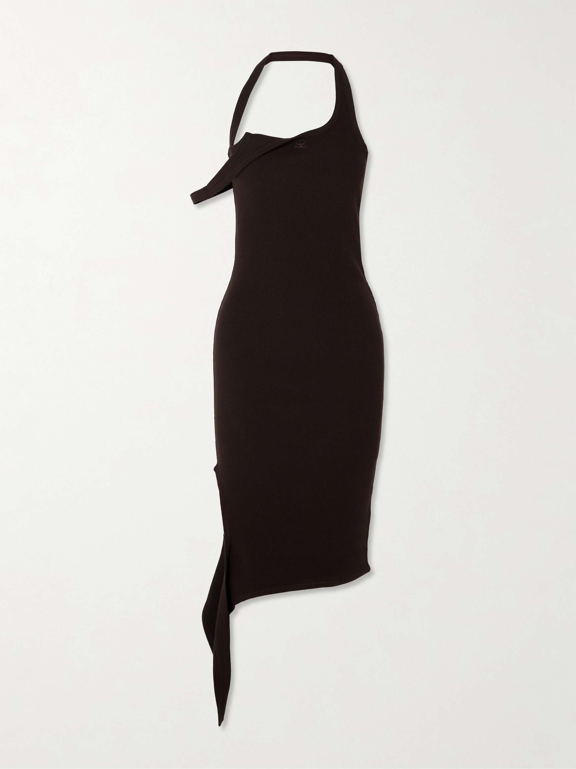 Undressed asymmetric draped ribbed-knit midi dress view