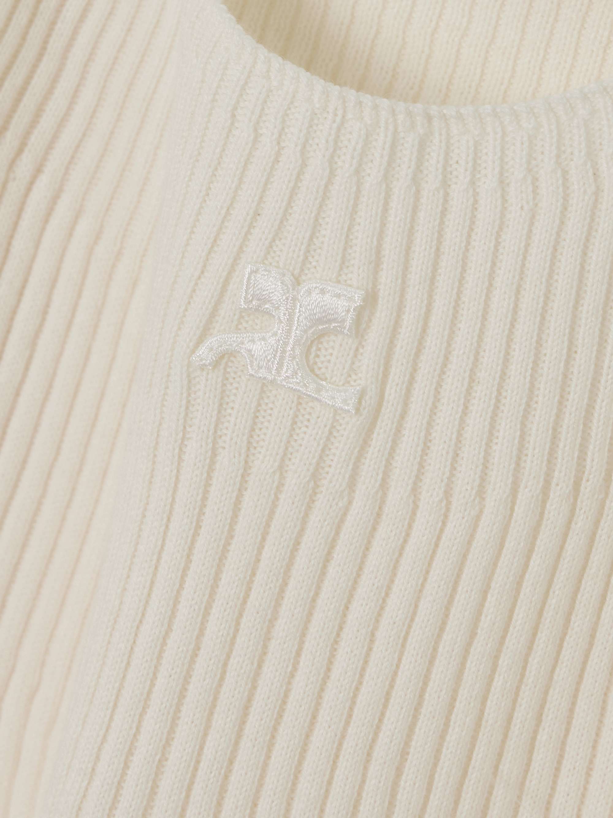 Embroidered ribbed cotton and merino wool-blend sweater view