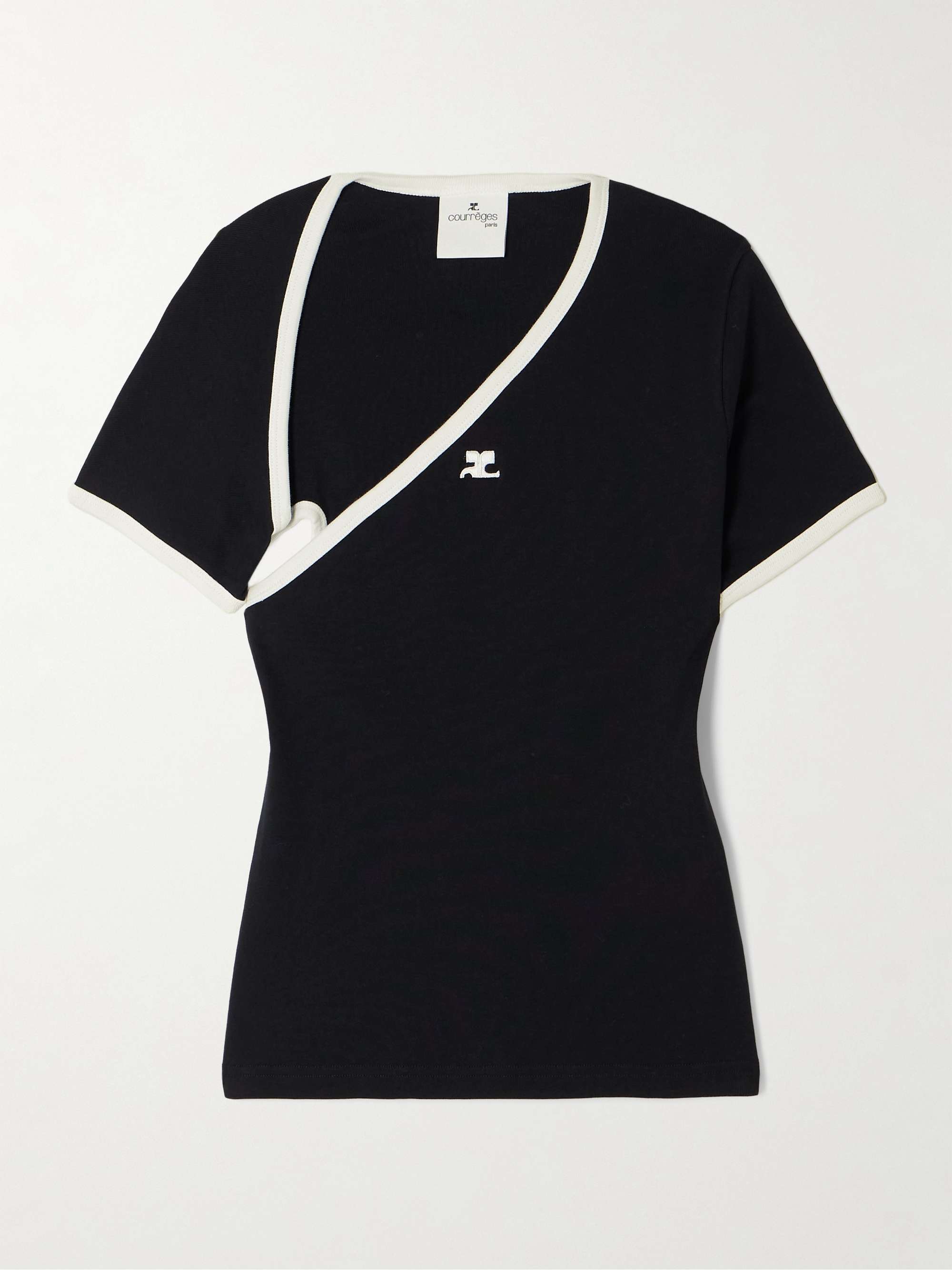 Slash asymmetric appliquéd cotton-jersey T-shirt view