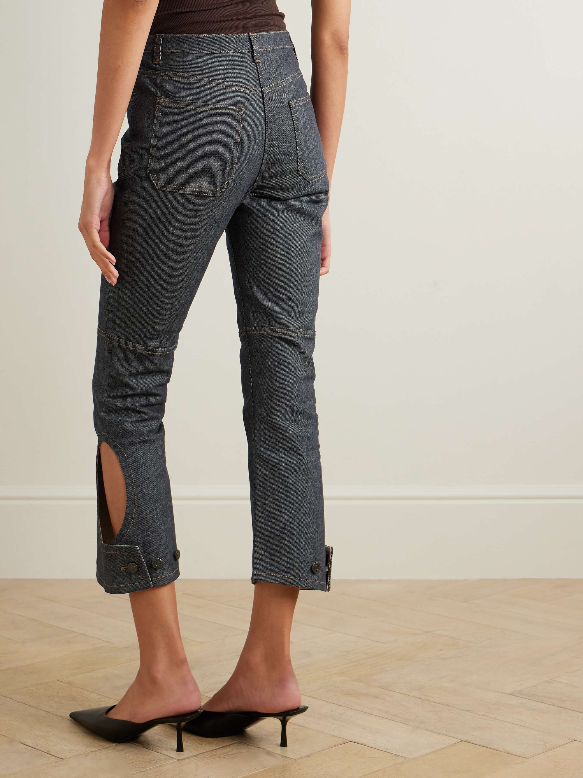 Reversed cropped cutout high-rise flared jeans view