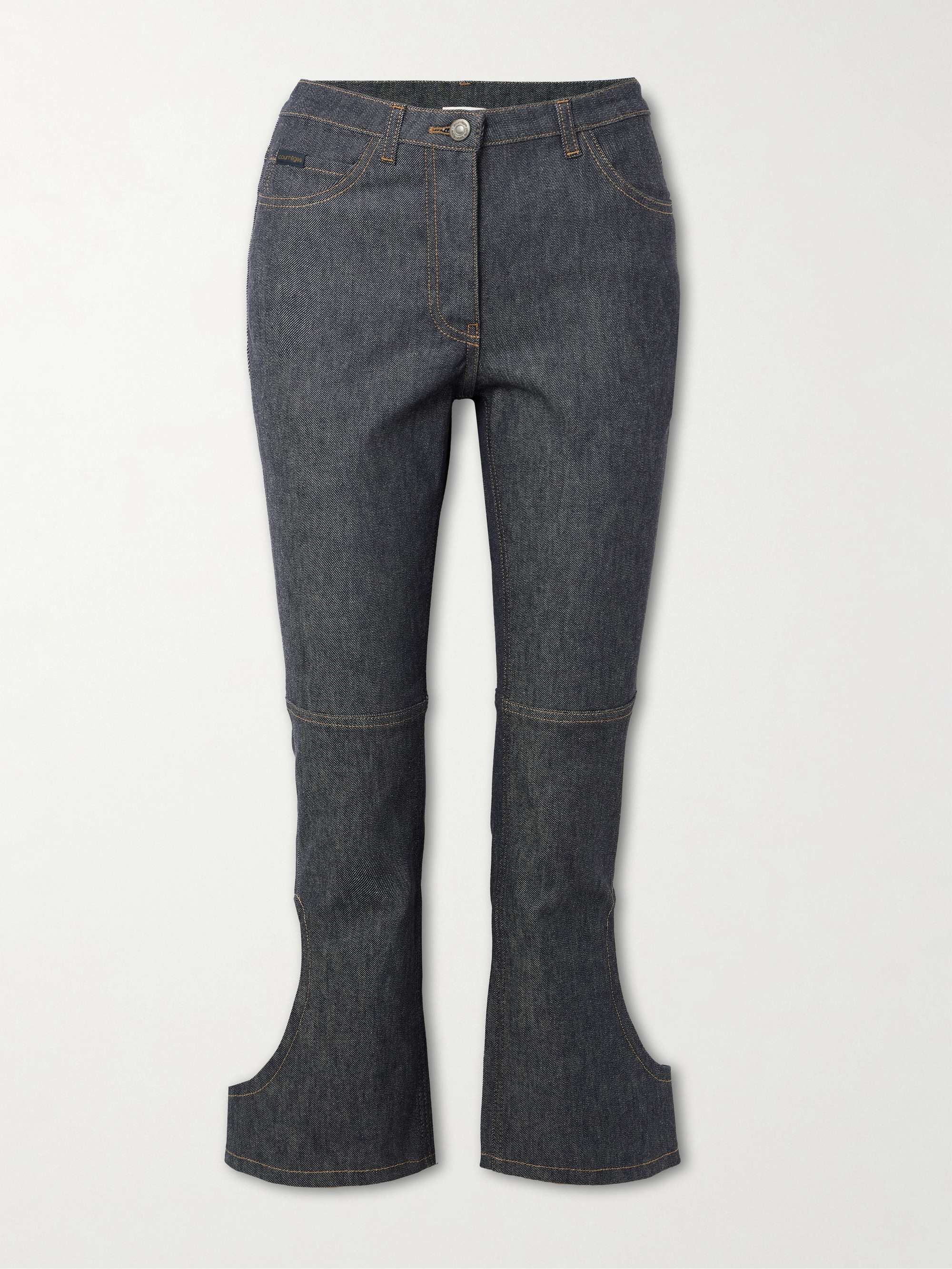 Reversed cropped cutout high-rise flared jeans view