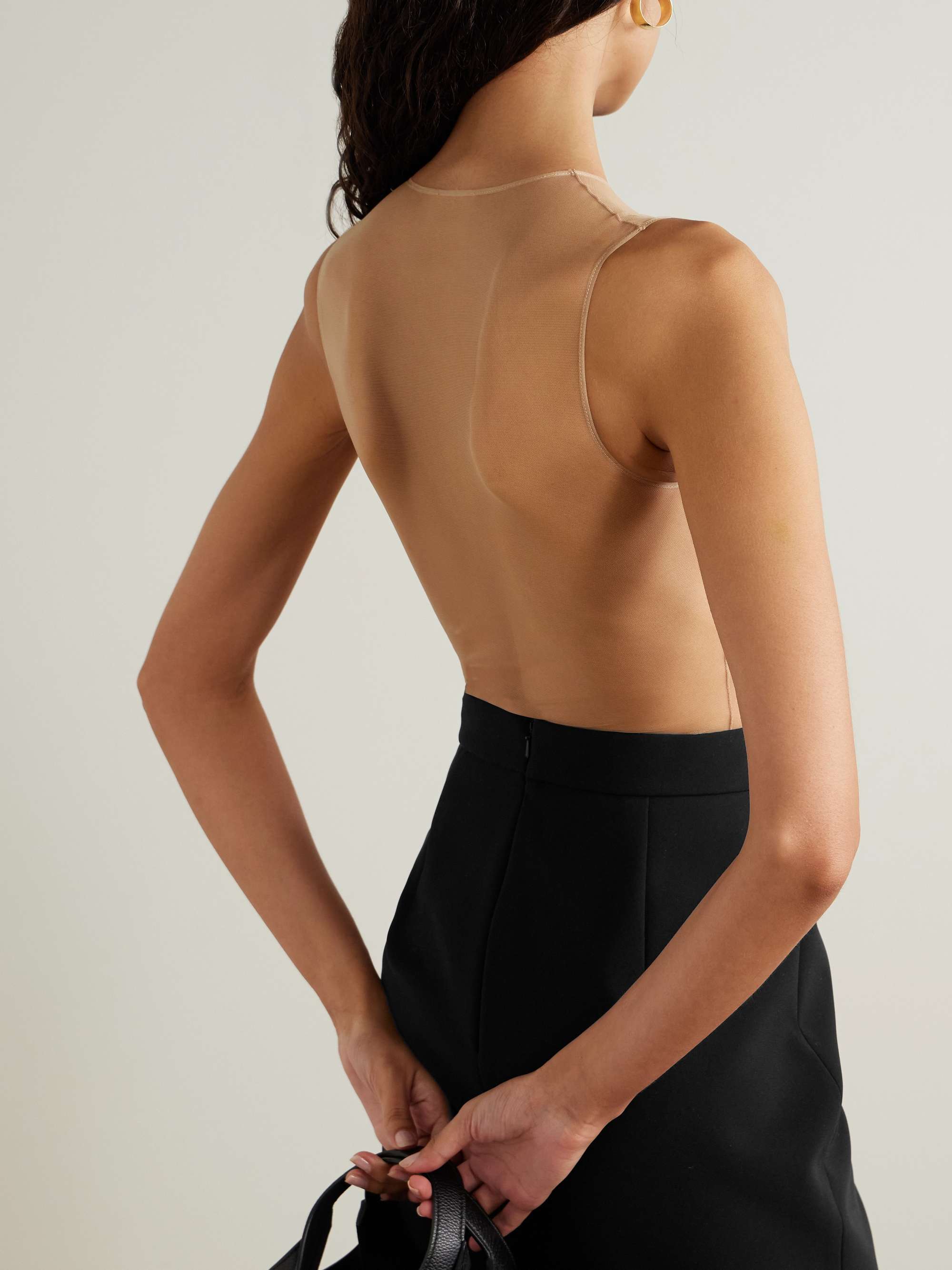 Illusion jersey and stretch-tulle bodysuit view