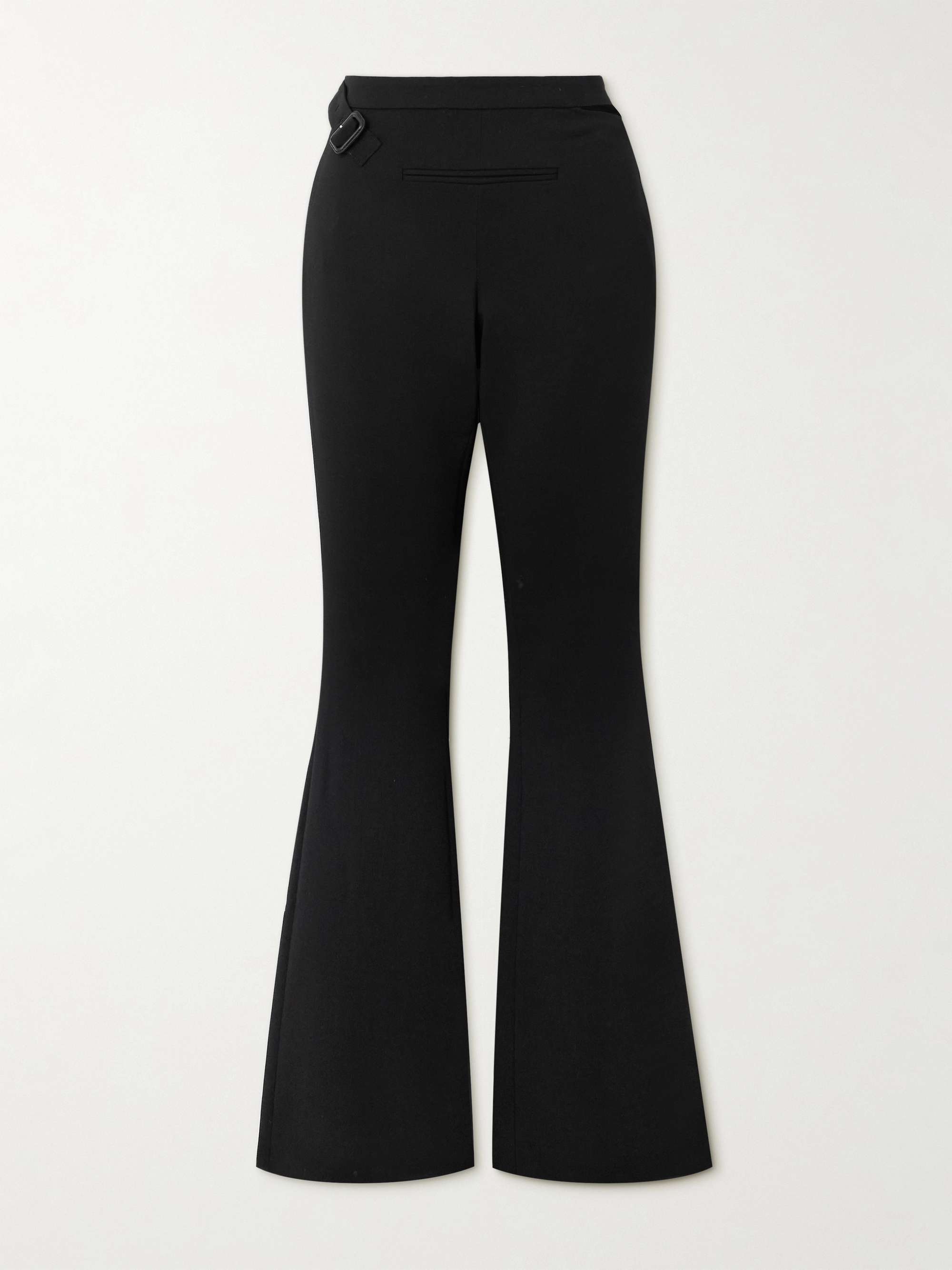 Cutout buckled wool-blend flared pants view