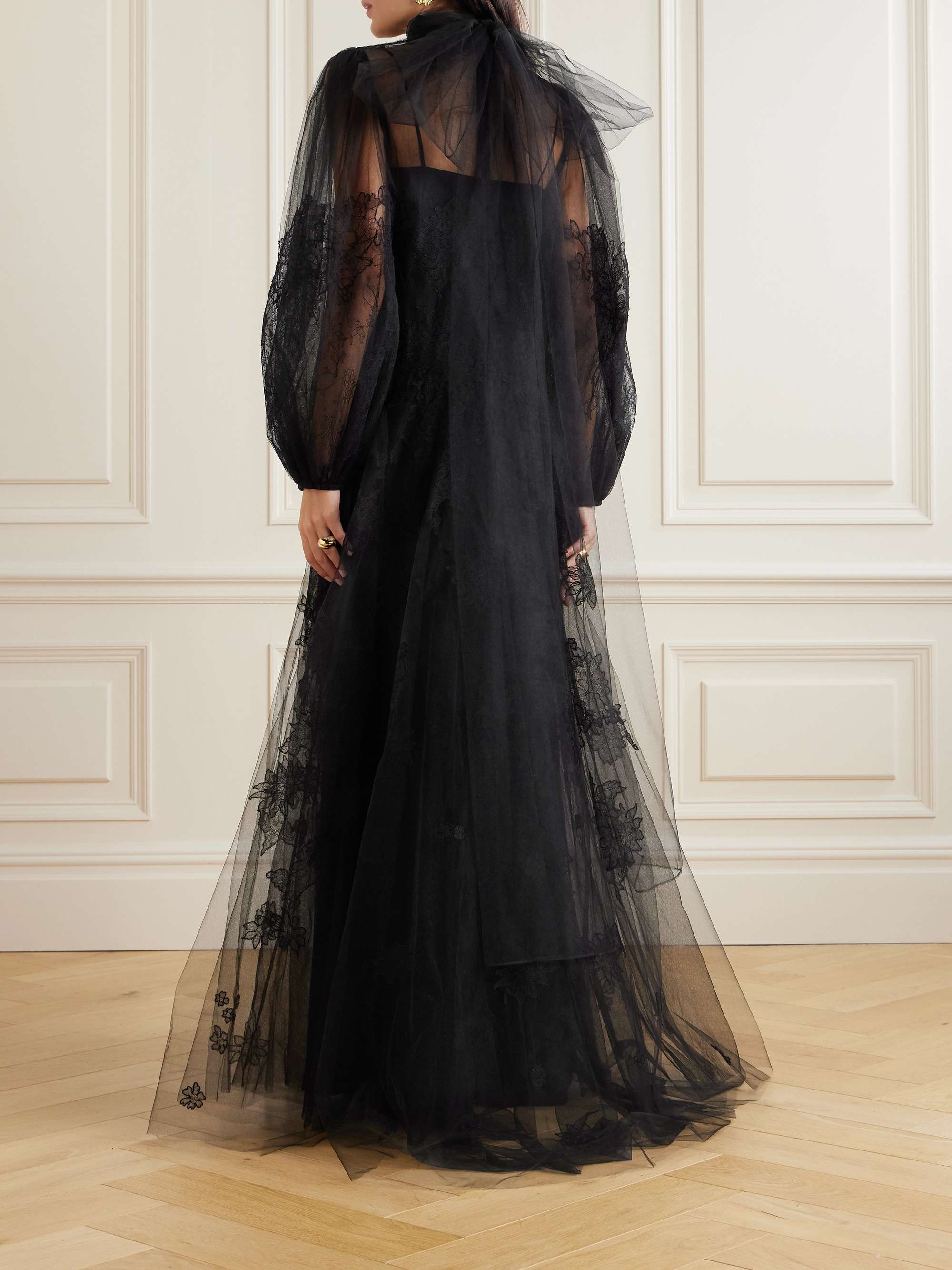 Open-back appliquéd tulle gown view
