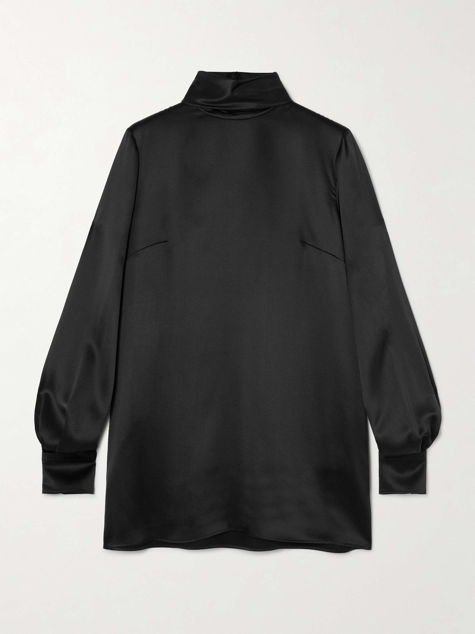 Silk-satin turtleneck top view