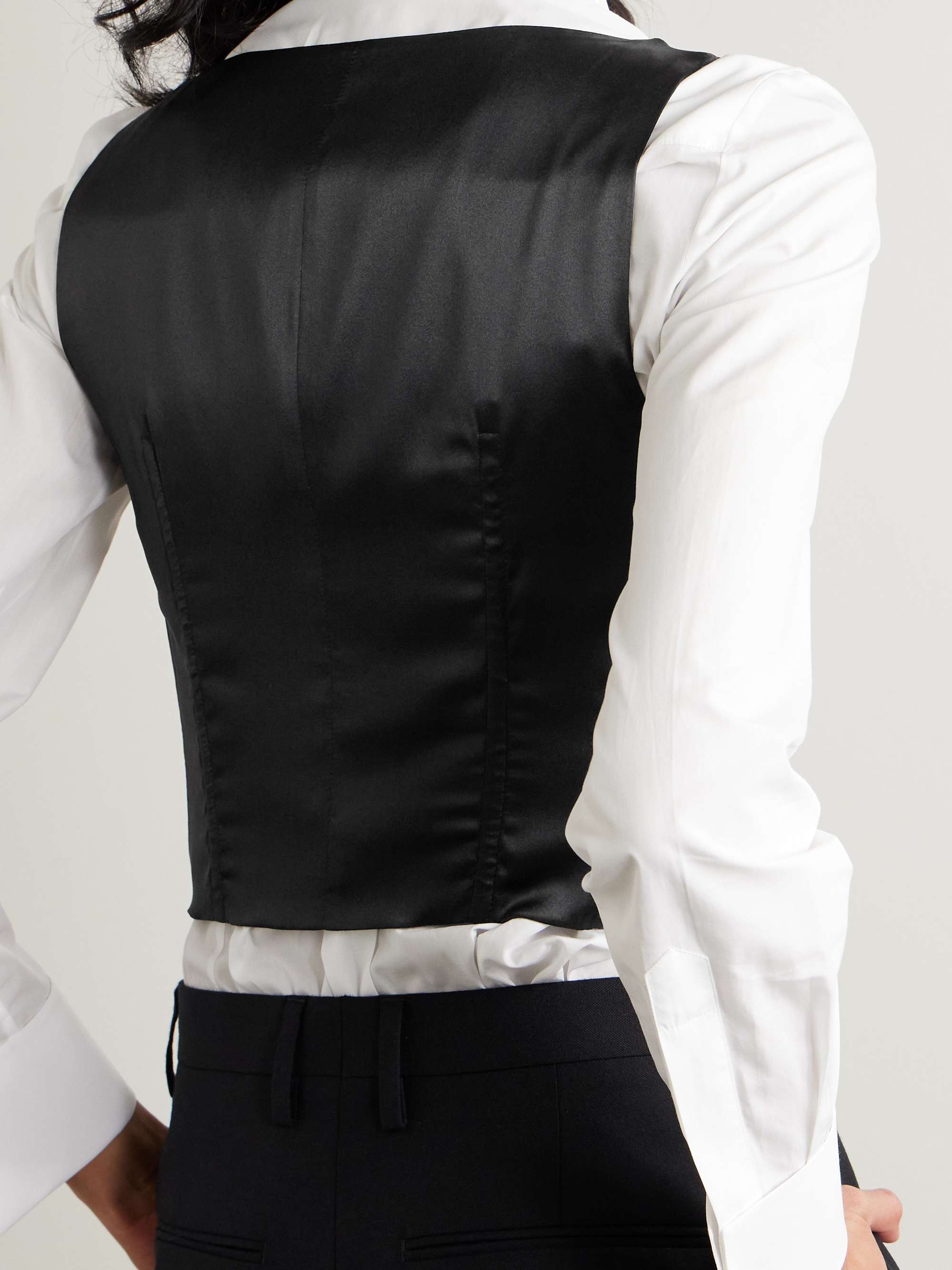 Double-breasted duchesse silk-satin vest view