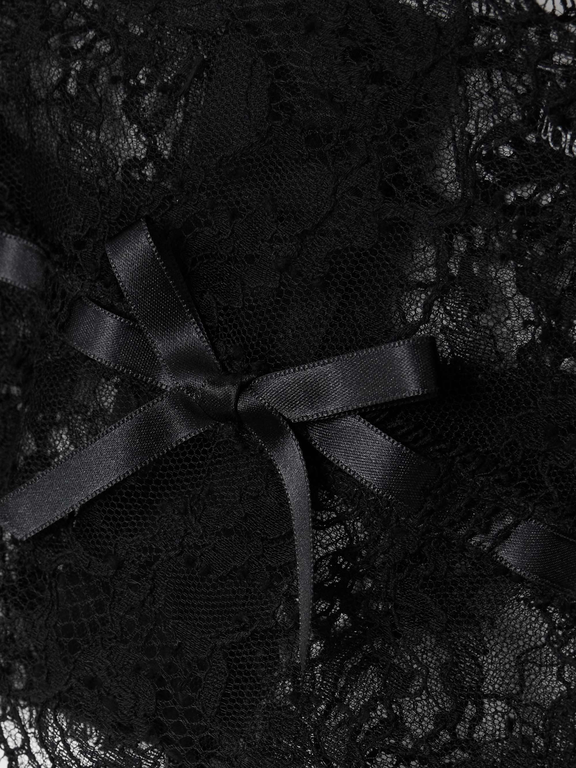 Satin-trimmed Chantilly lace top view