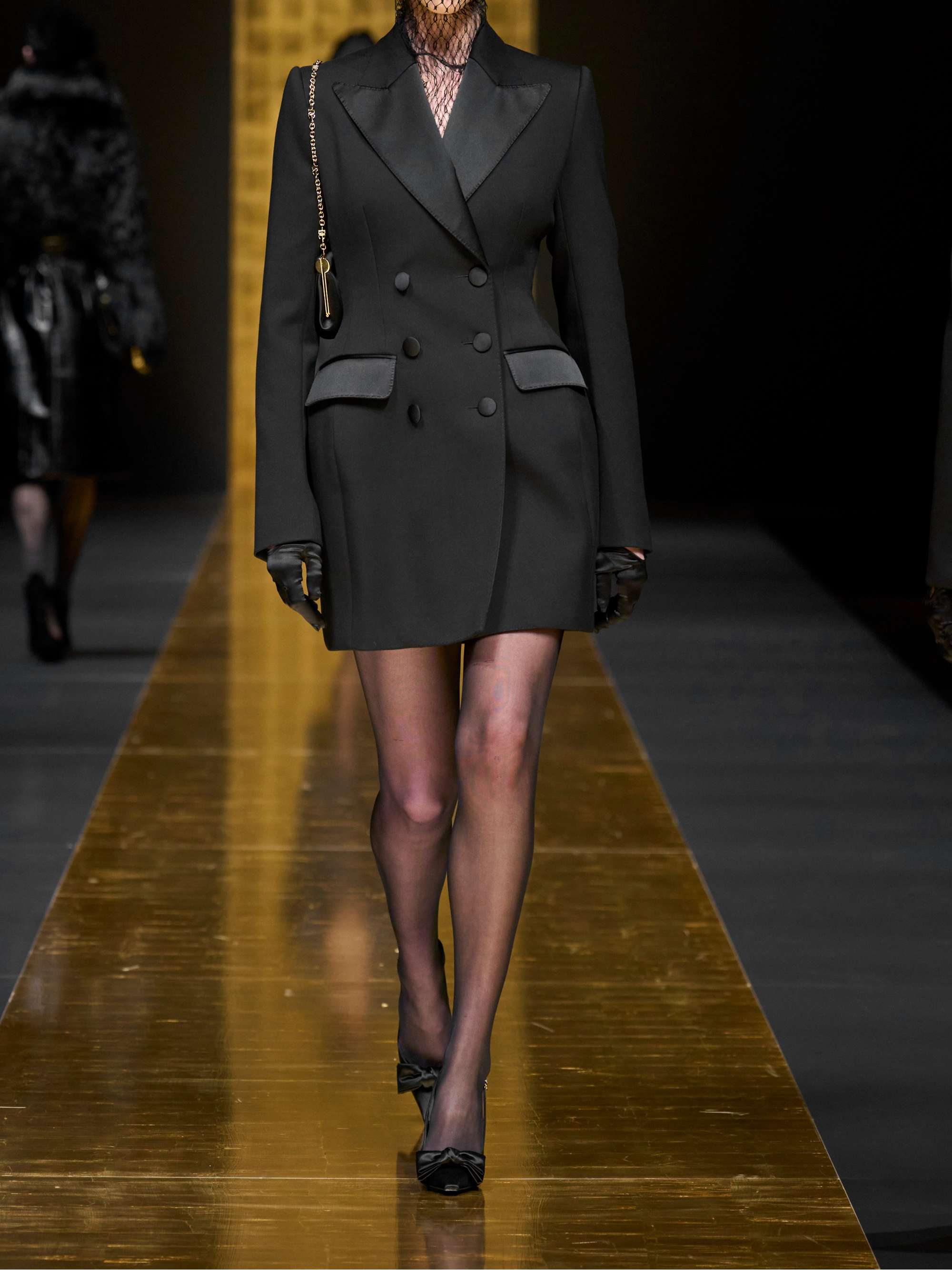 Double-breasted silk-blend satin-trimmed wool-blend twill coat view