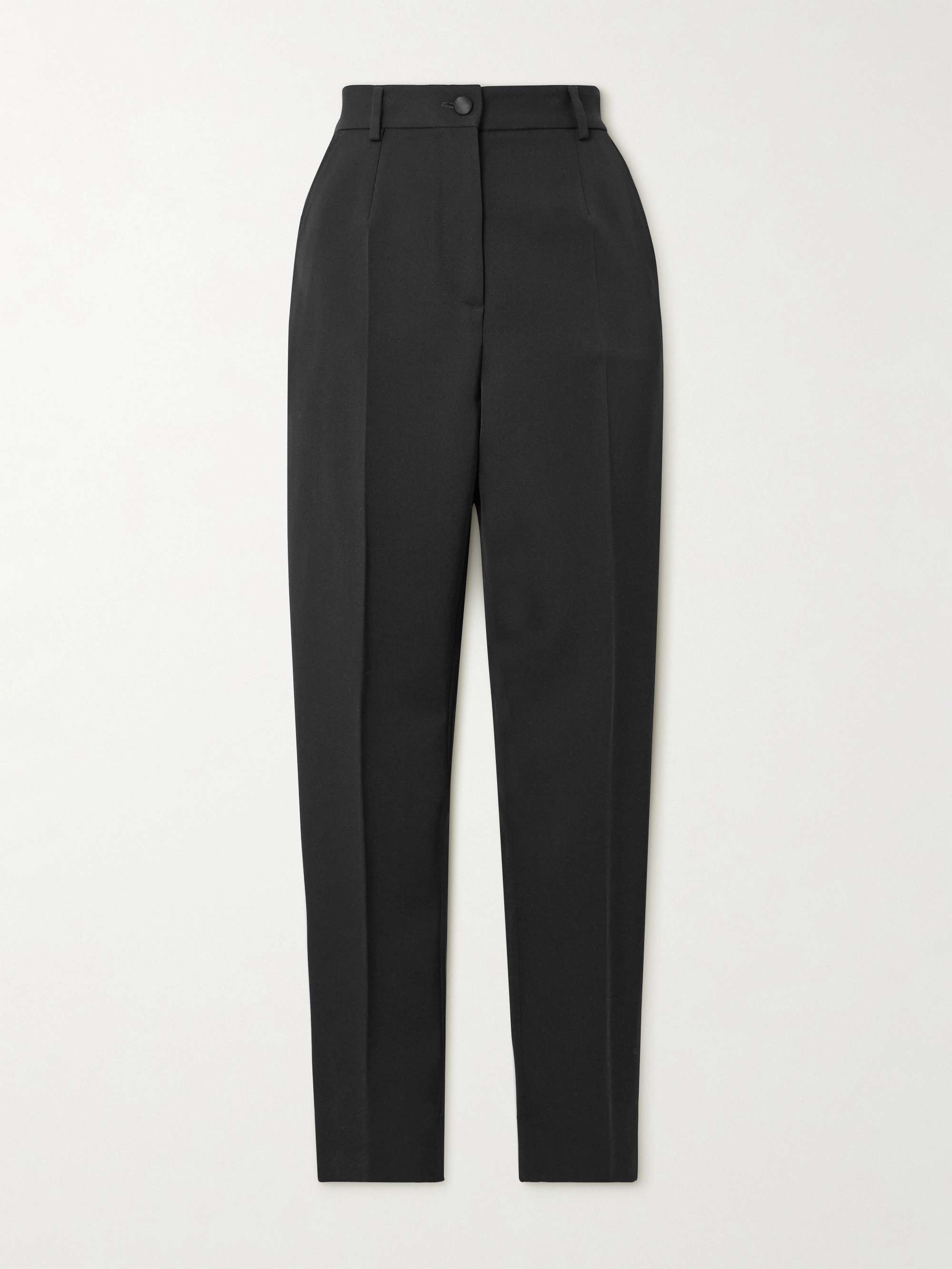 Pleated wool-blend gabardine straight-leg pants view