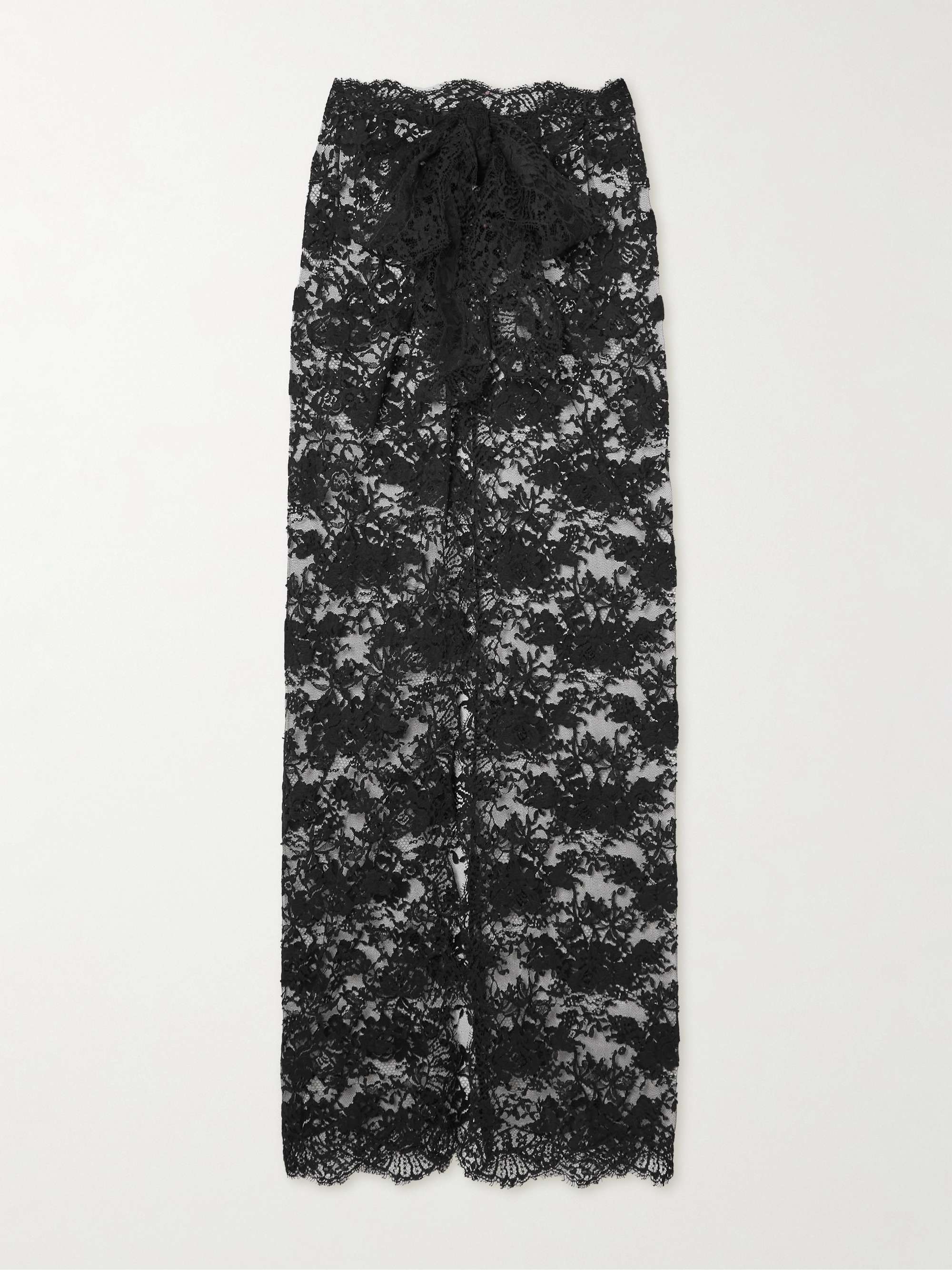 Tie-detailed cotton-blend Chantilly lace maxi skirt view