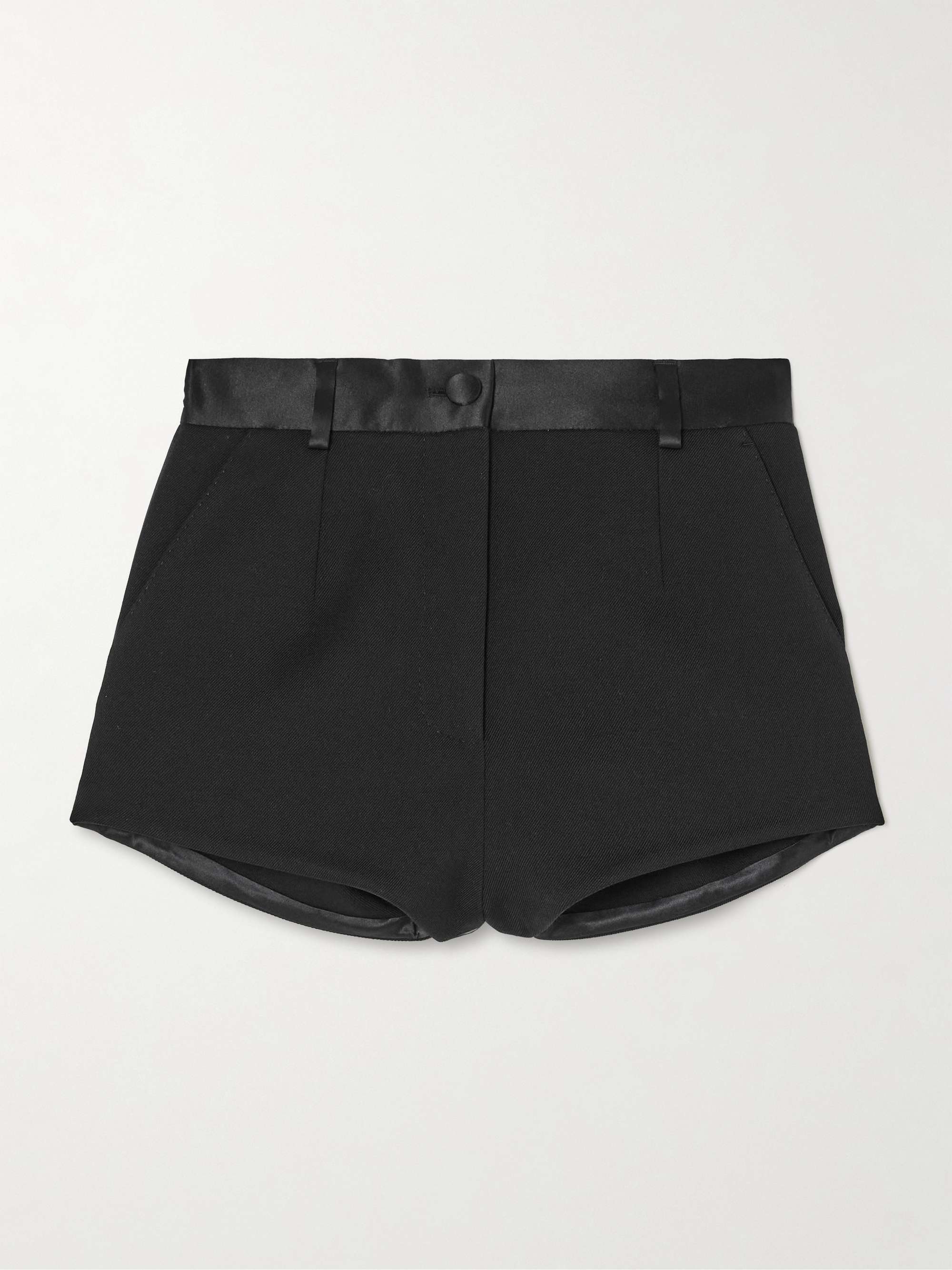 Satin-trimmed wool-blend shorts view
