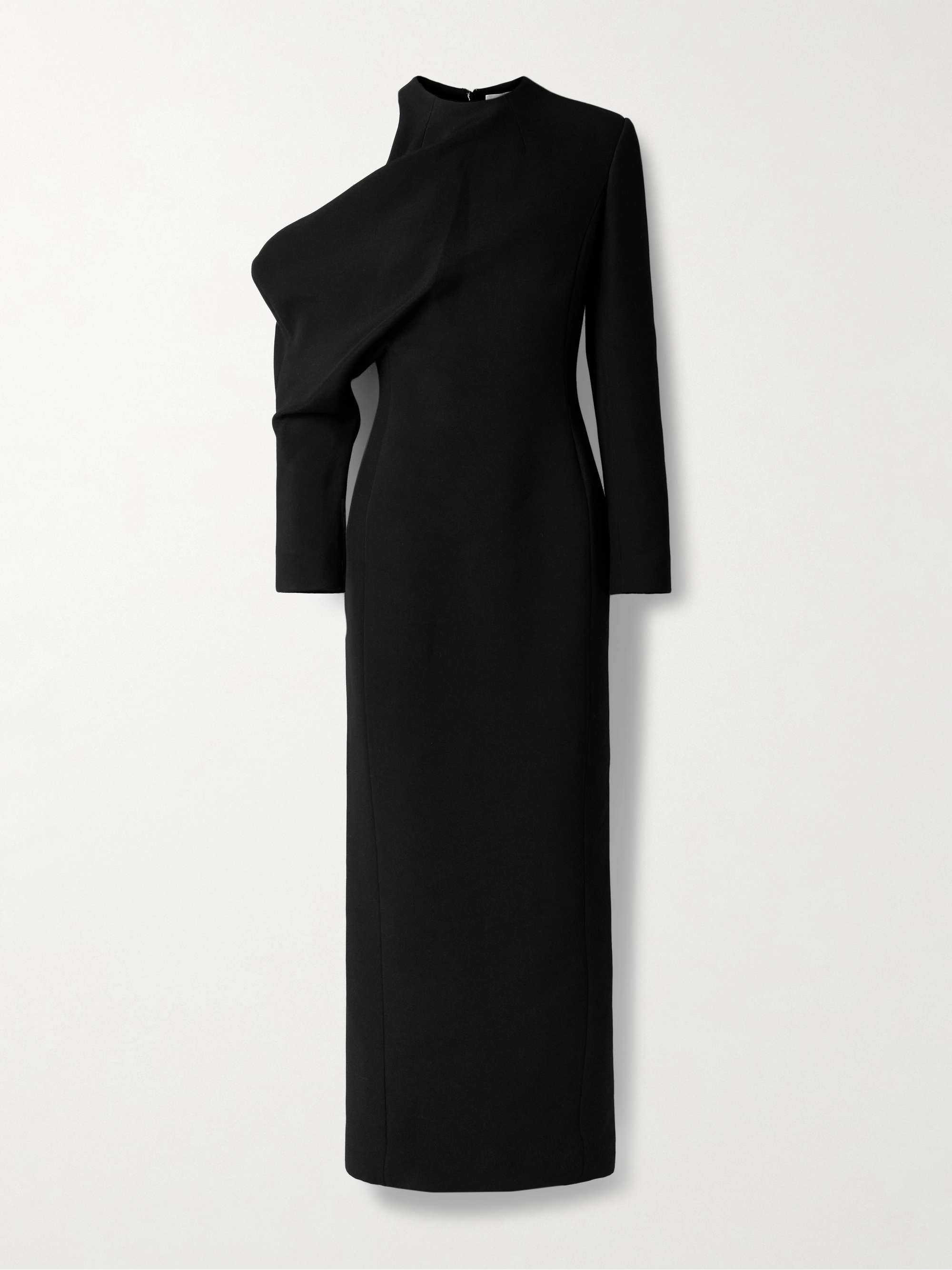 Trey cold-shoulder draped cady maxi dress view