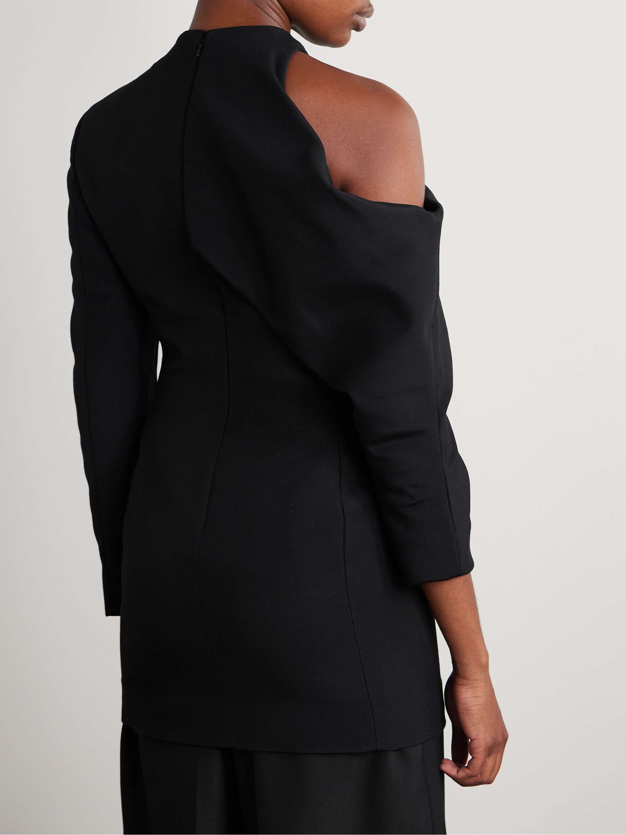 Tristan one-shoulder draped cady top view