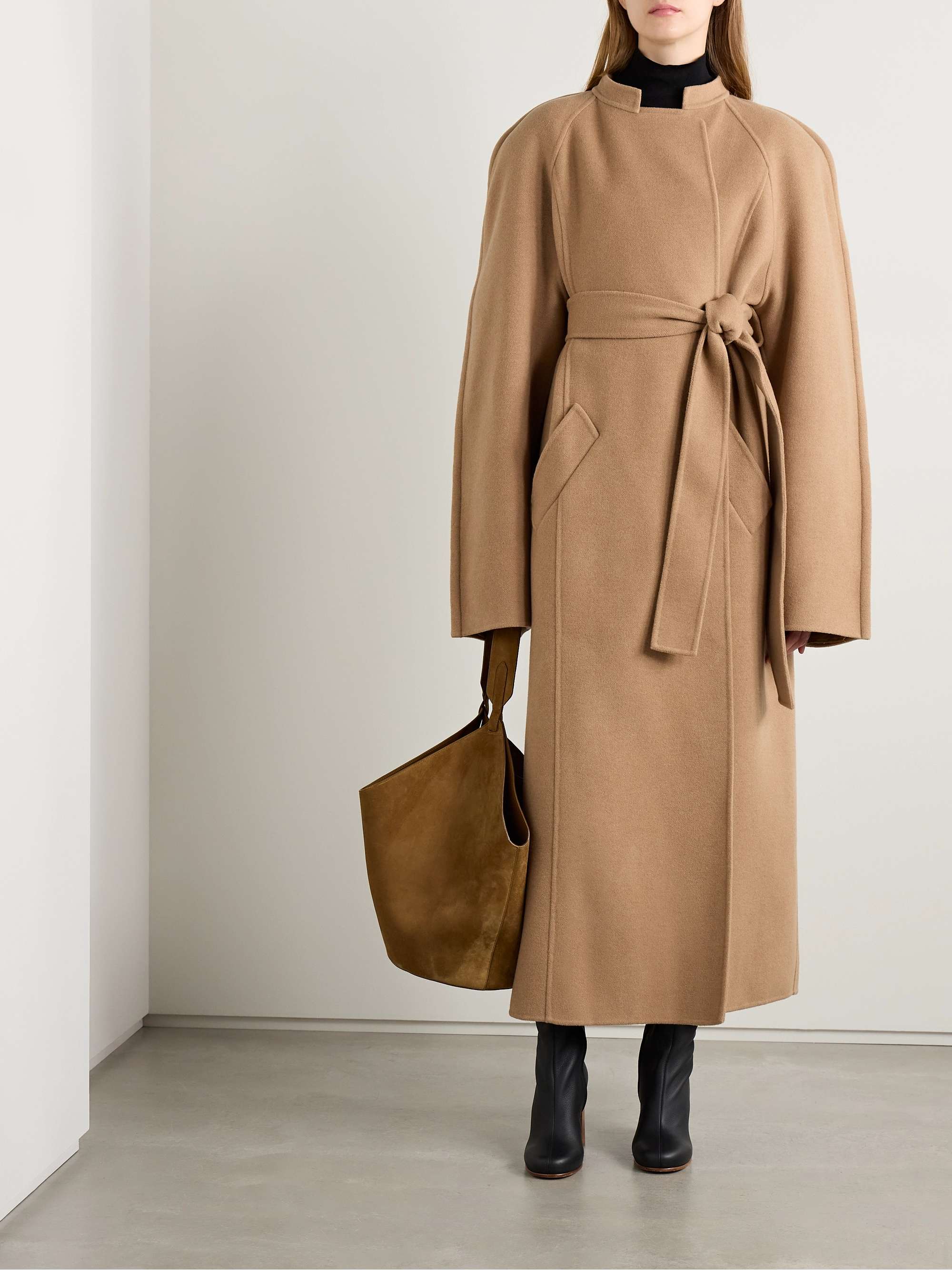 Rothen oversized belted wool coat view